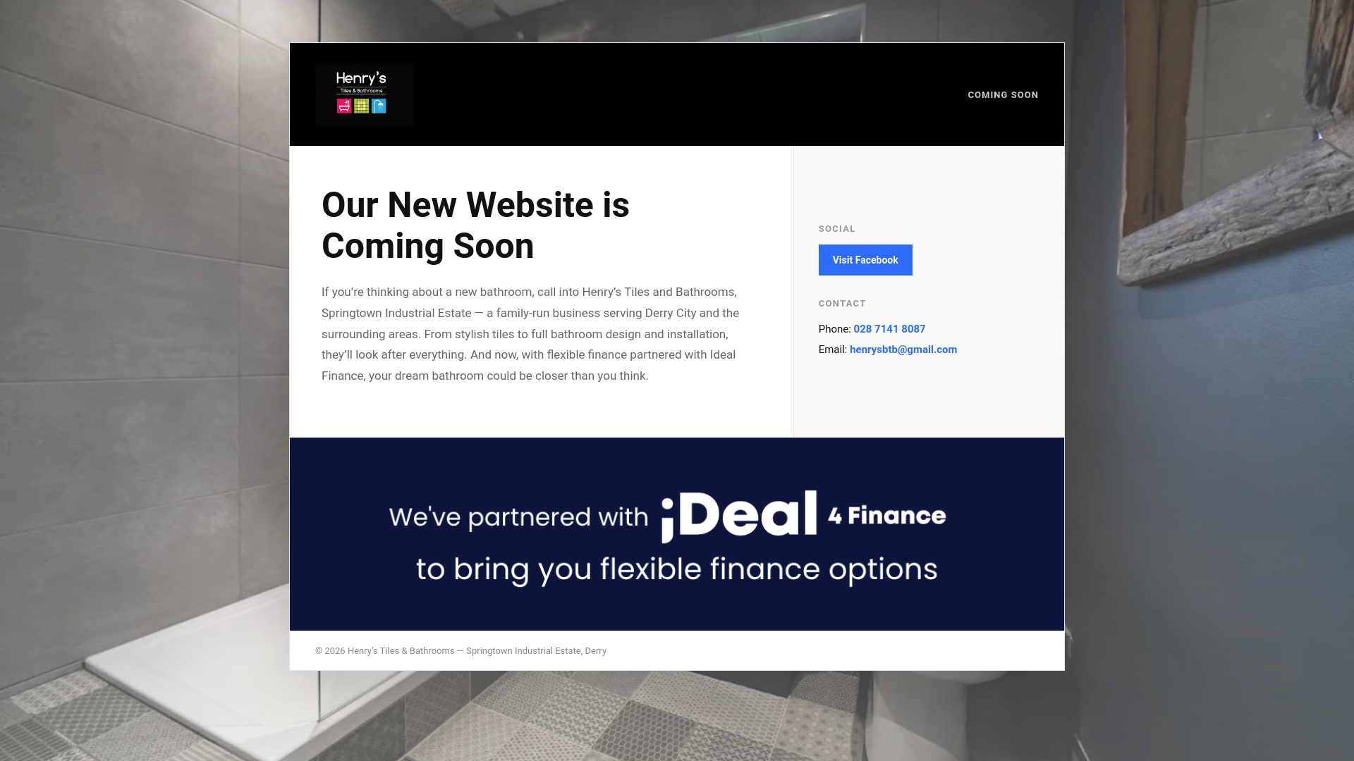 website screenshot of https://henrysbathrooms.com/