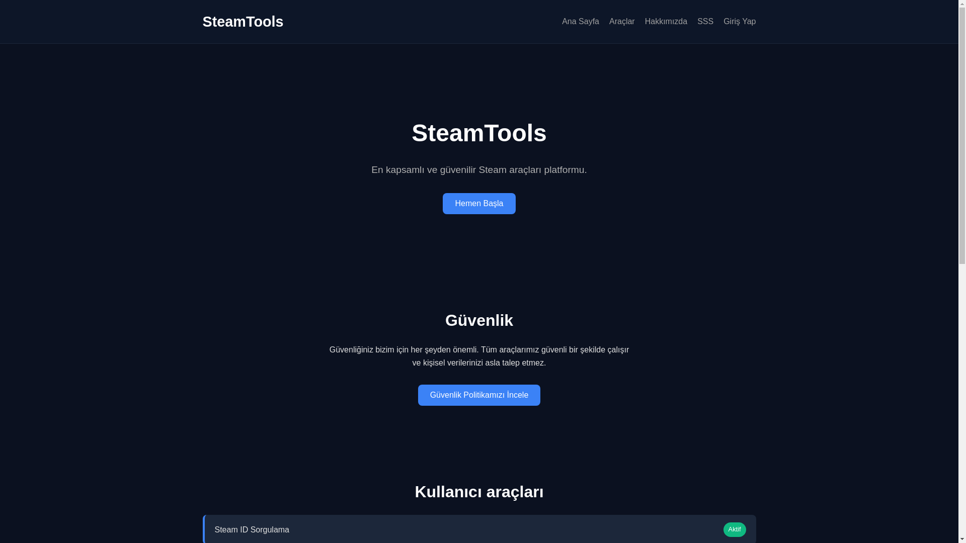 website screenshot of https://steam--tools.net/