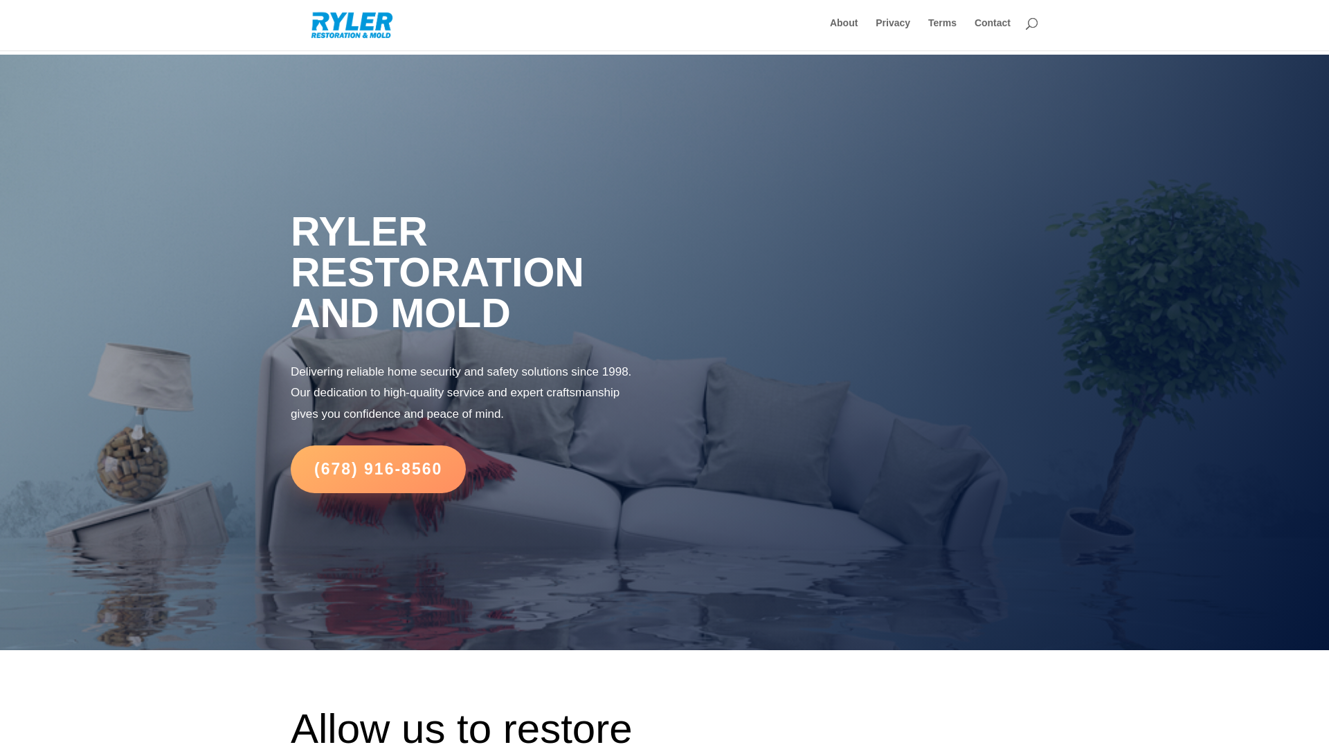 website screenshot of https://rylerwaterdamagerestorationandmold.homes