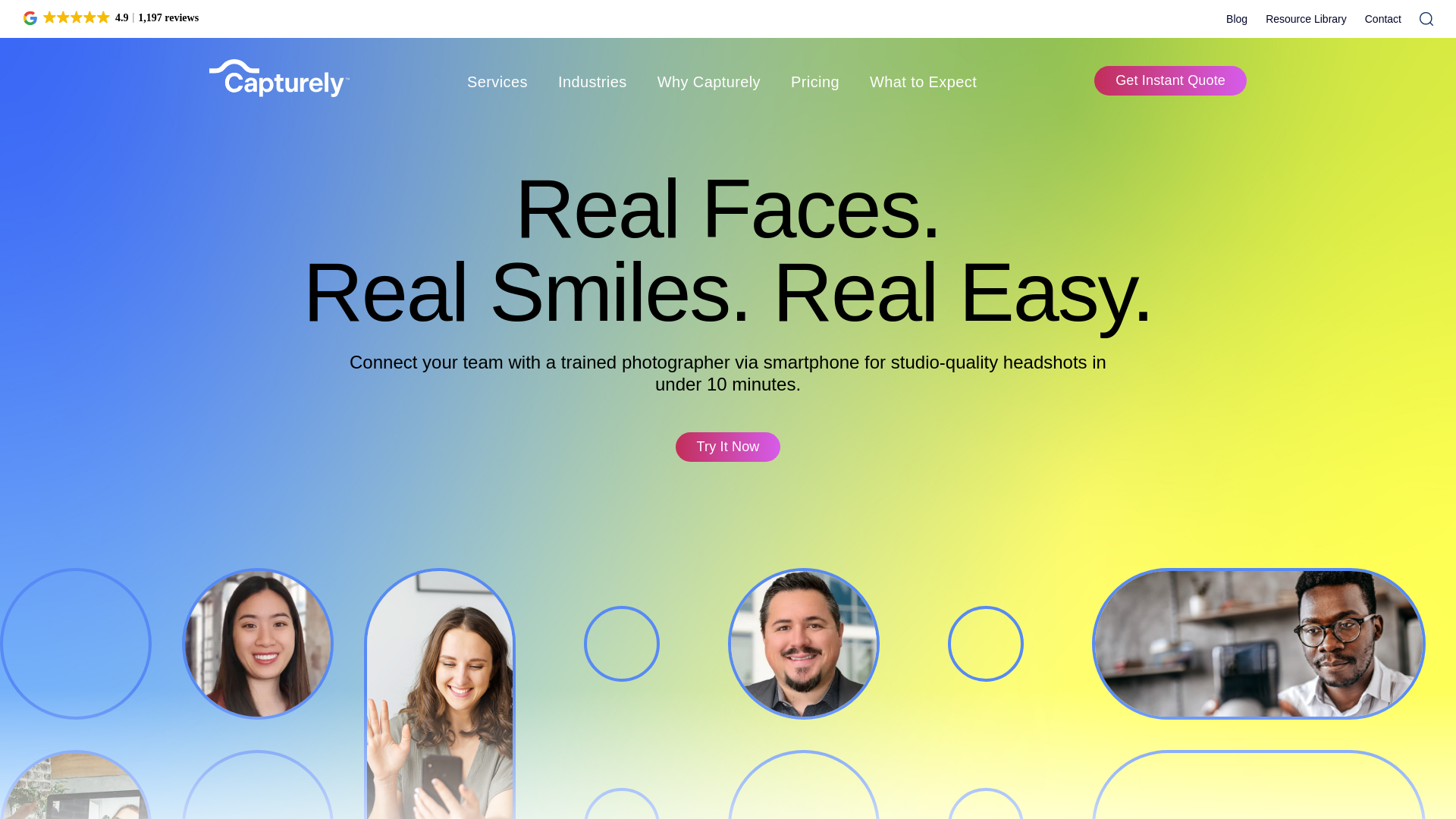 website screenshot of https://tryproheadshotsteam.com