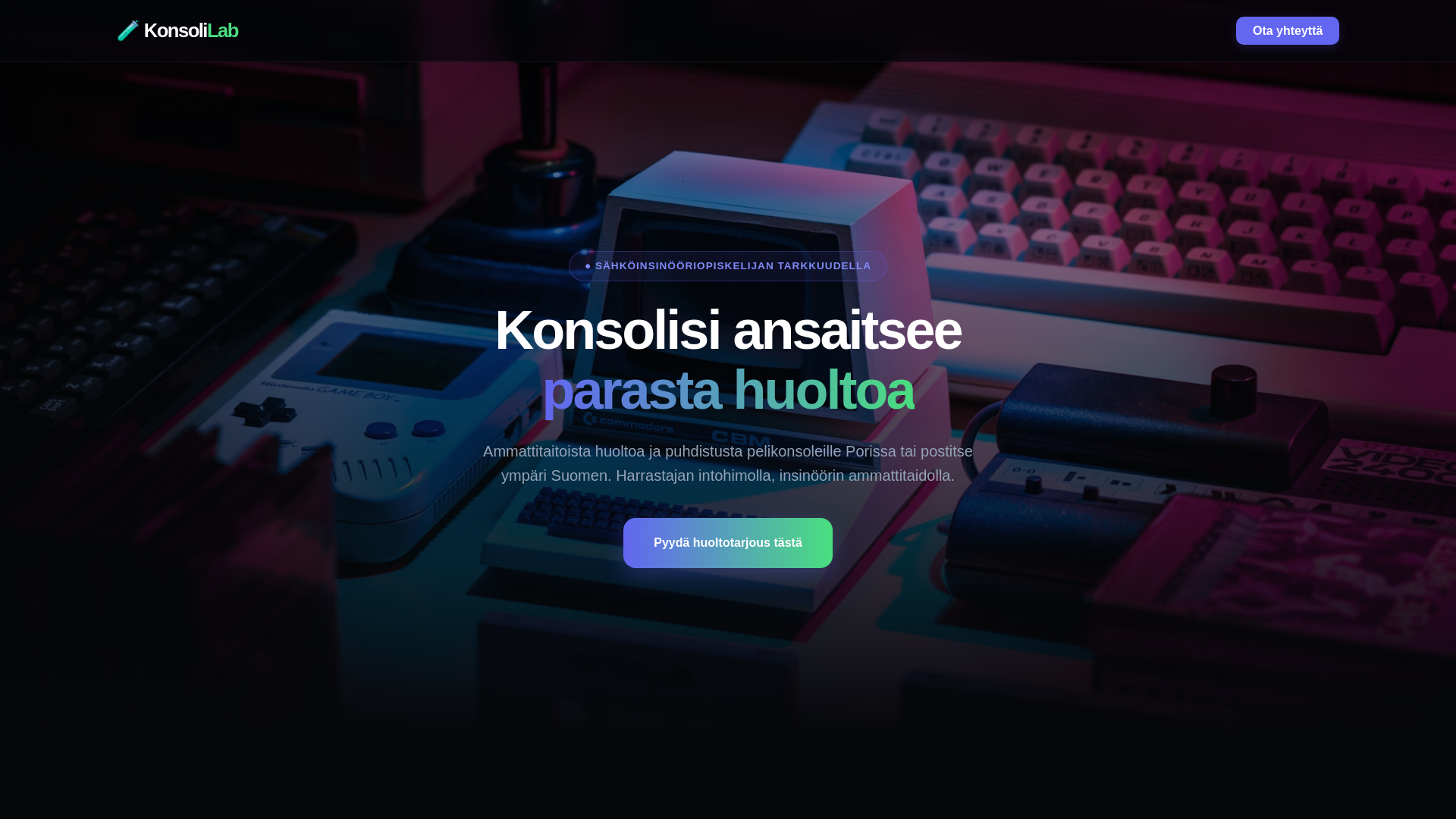 website screenshot of https://konsolilab.fi/