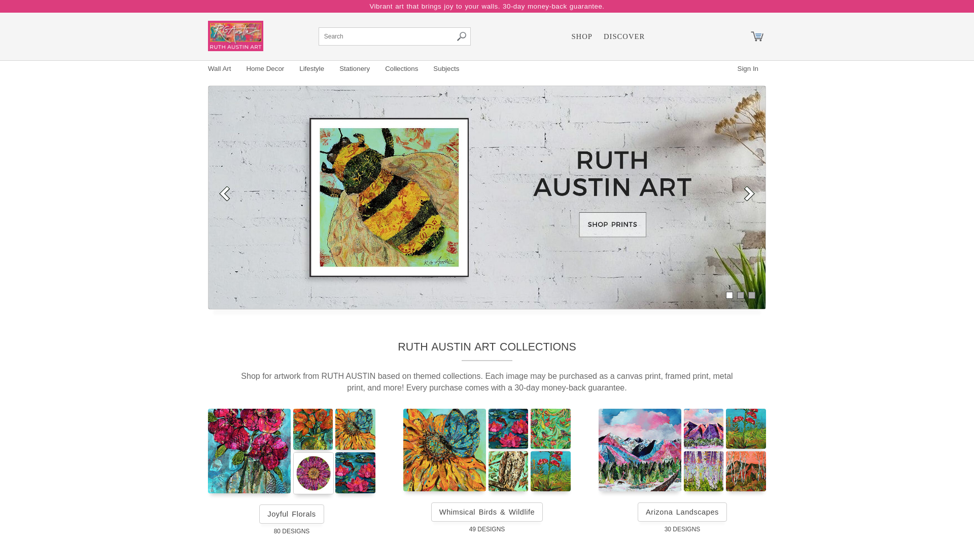 website screenshot of https://ruthaustinprints.com/