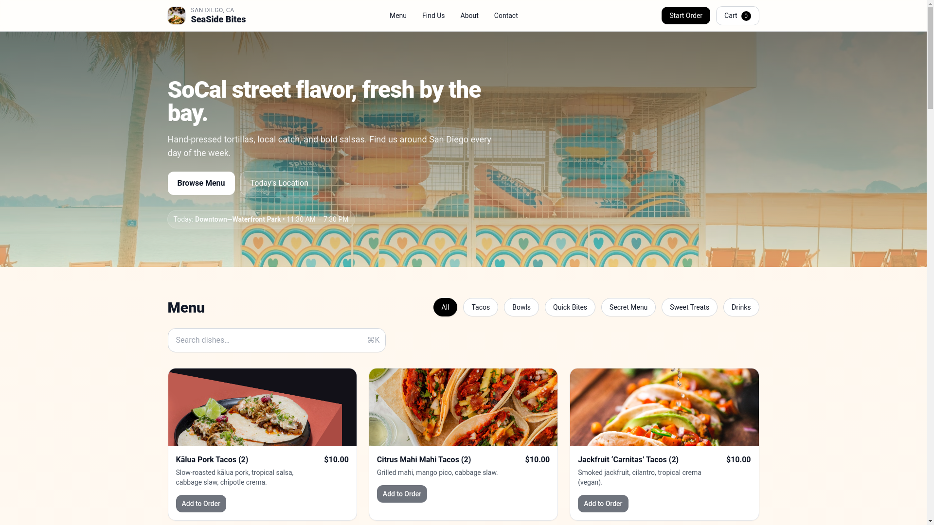 website screenshot of https://seaside-bites.pages.dev/