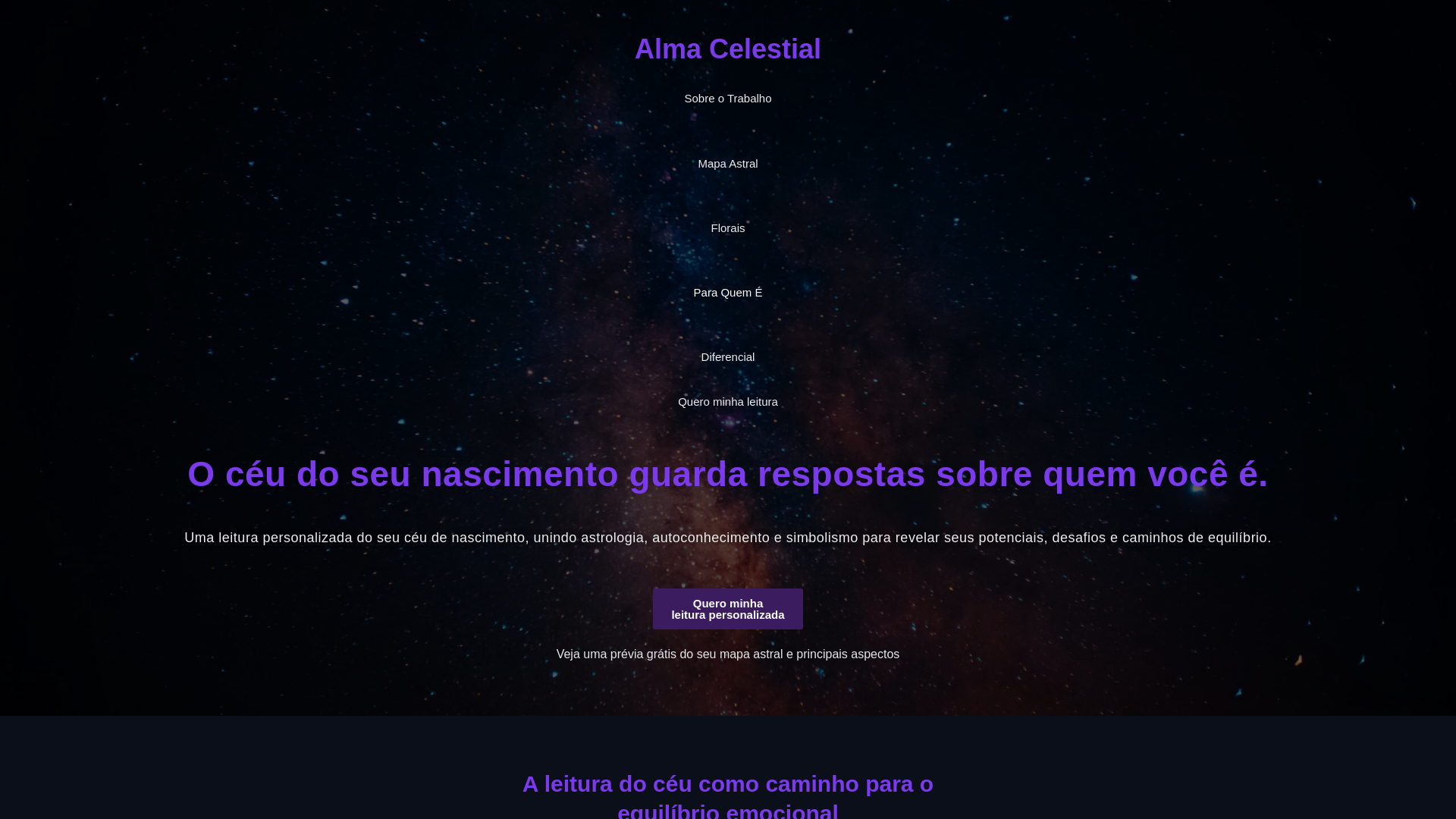 website screenshot of https://almacelestial.com.br