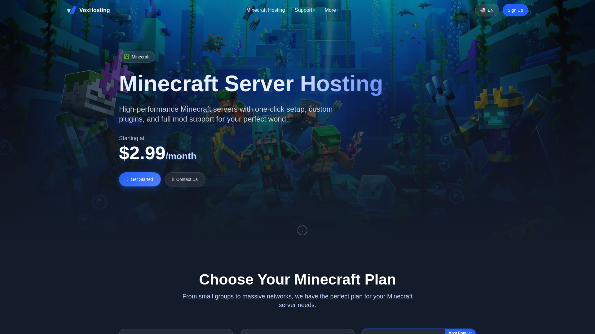 website screenshot of https://voxhost.cloud