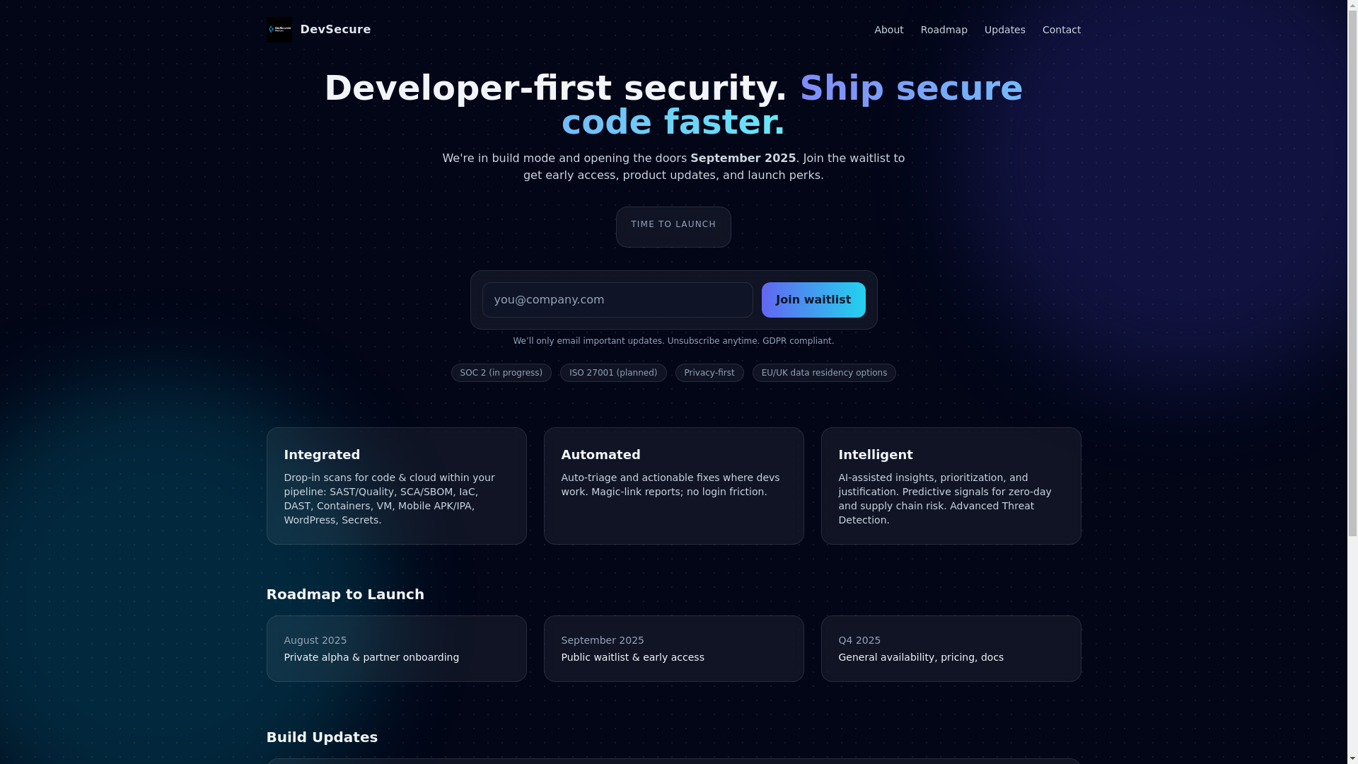 website screenshot of https://devsecurealpha.pages.dev/