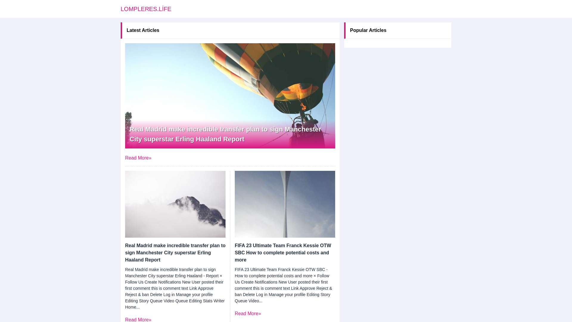 website screenshot of https://lompleres.life/