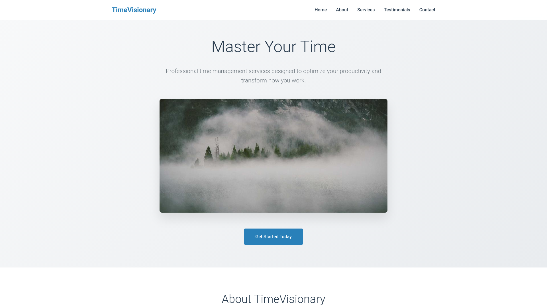 website screenshot of https://timevisionary.digital/