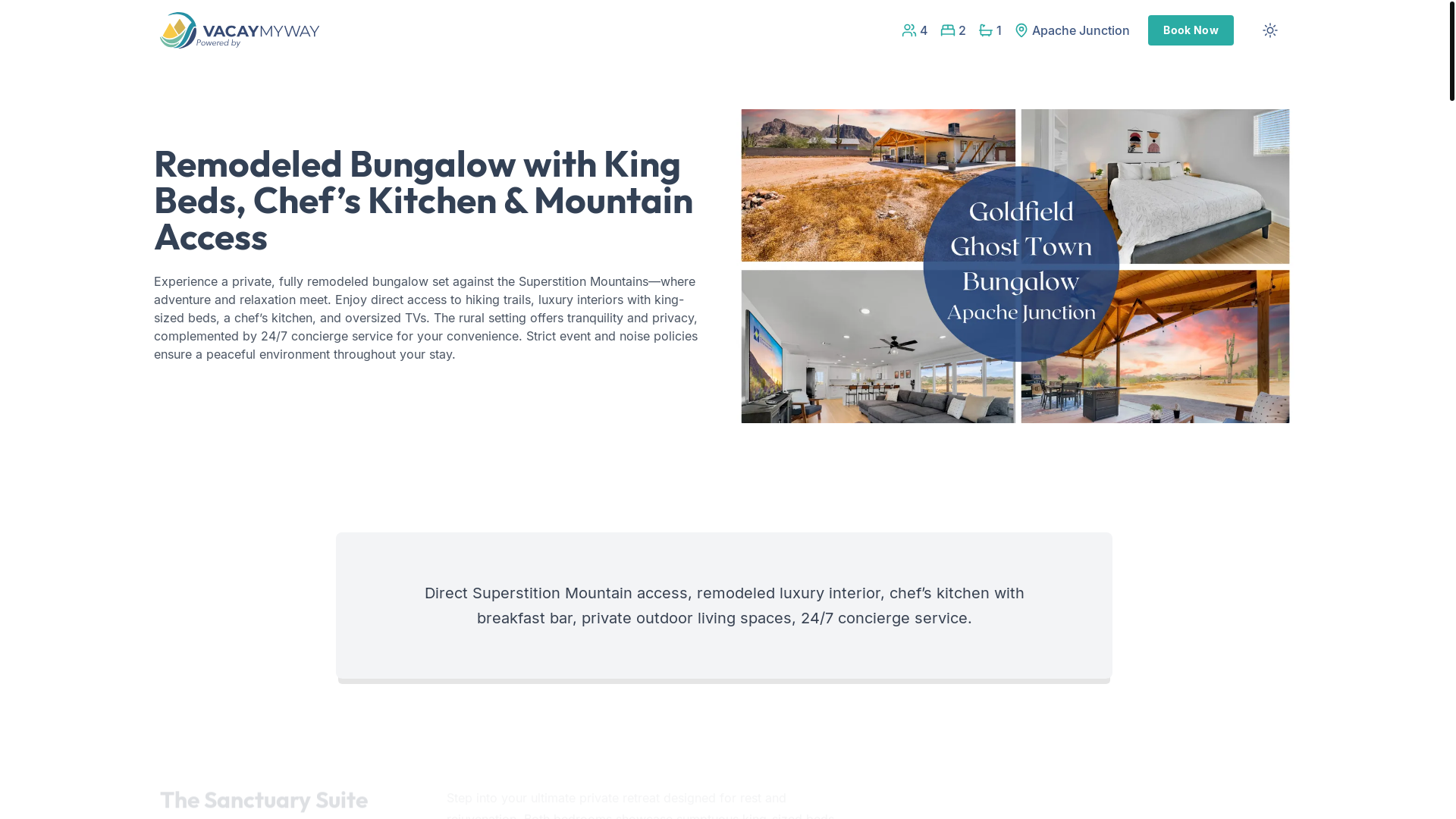 website screenshot of https://awecrest.vacations/