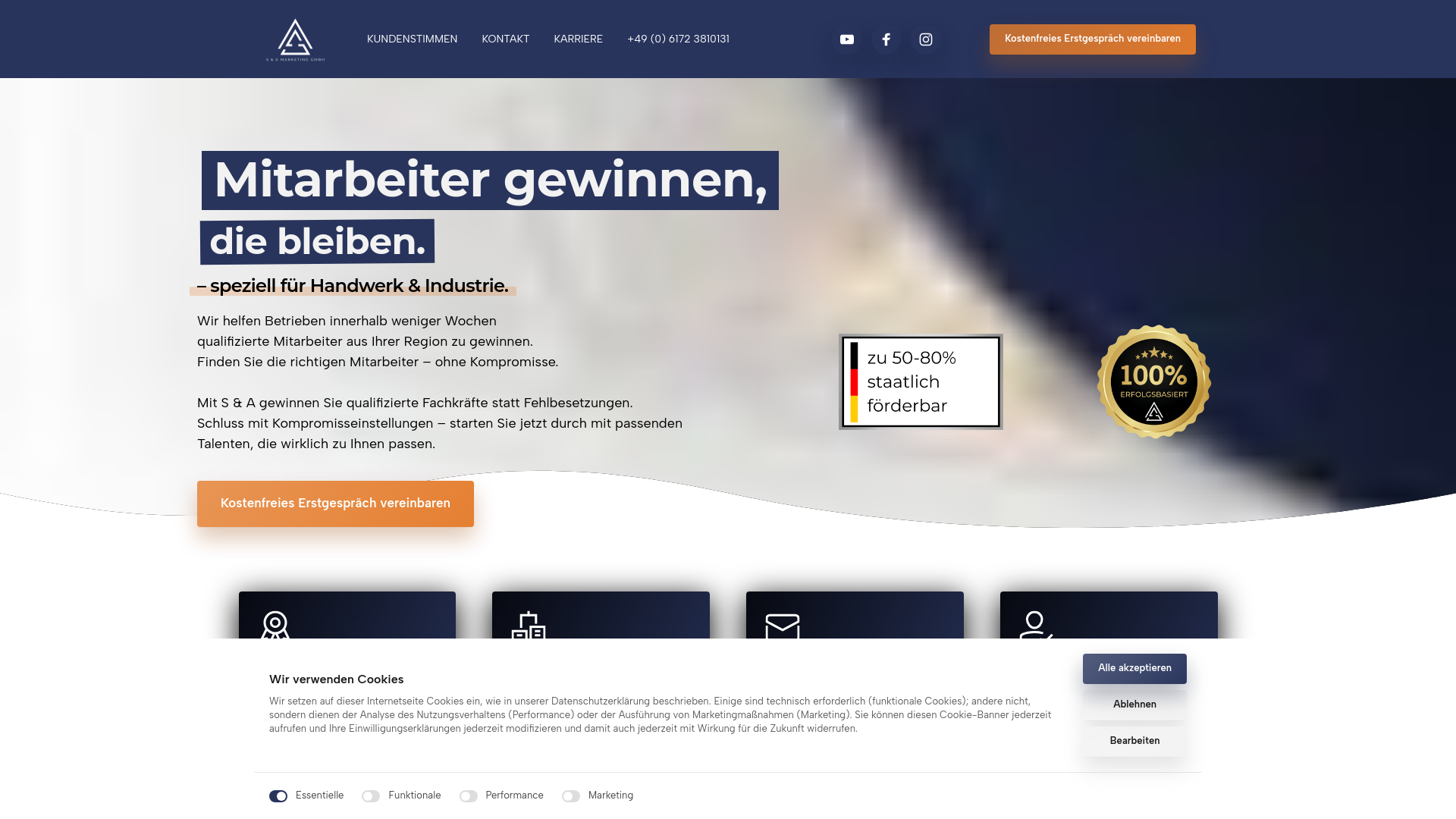 website screenshot of https://sa-marketingx.de