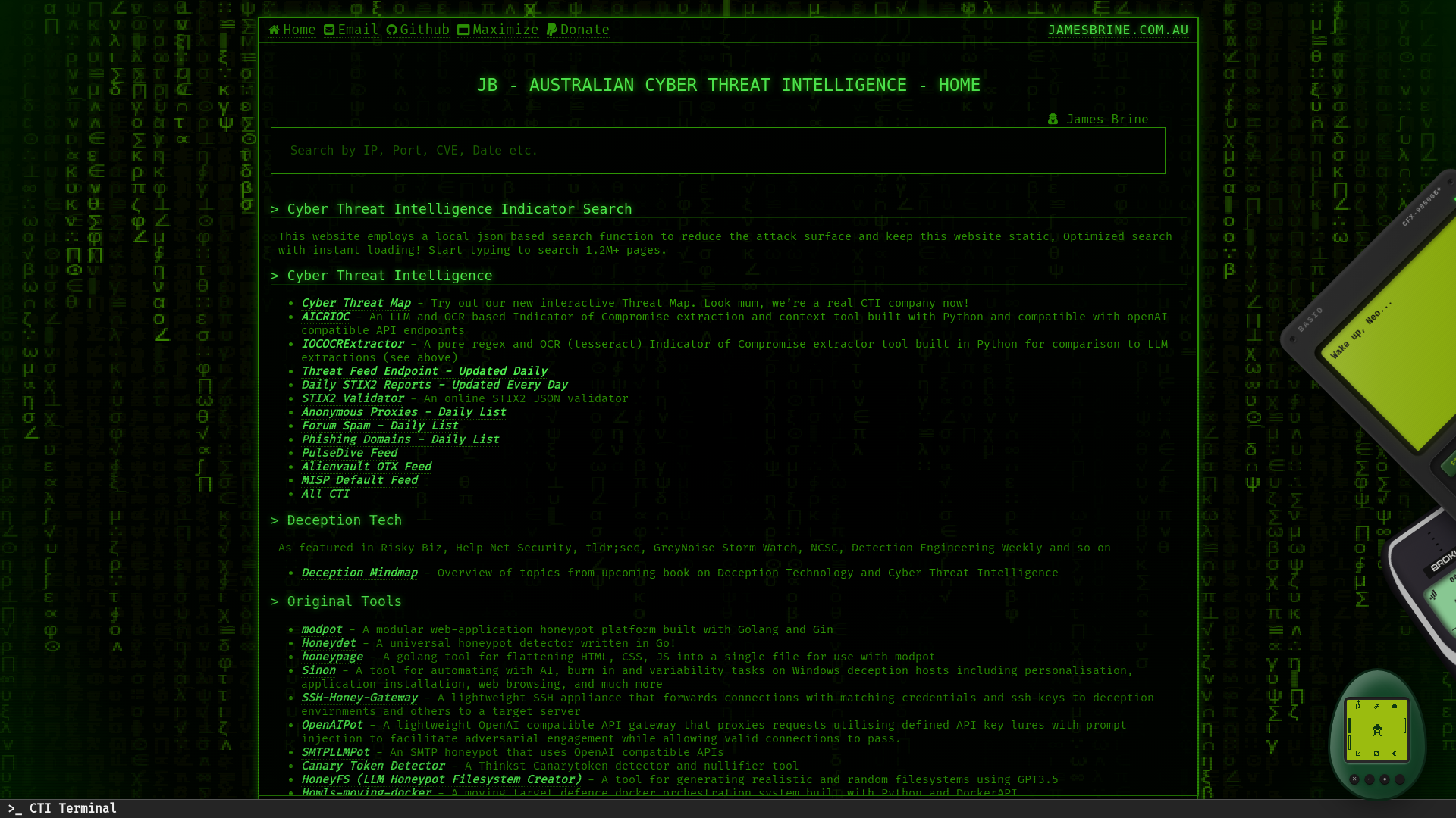 website screenshot of https://jamesbrine.com.au/