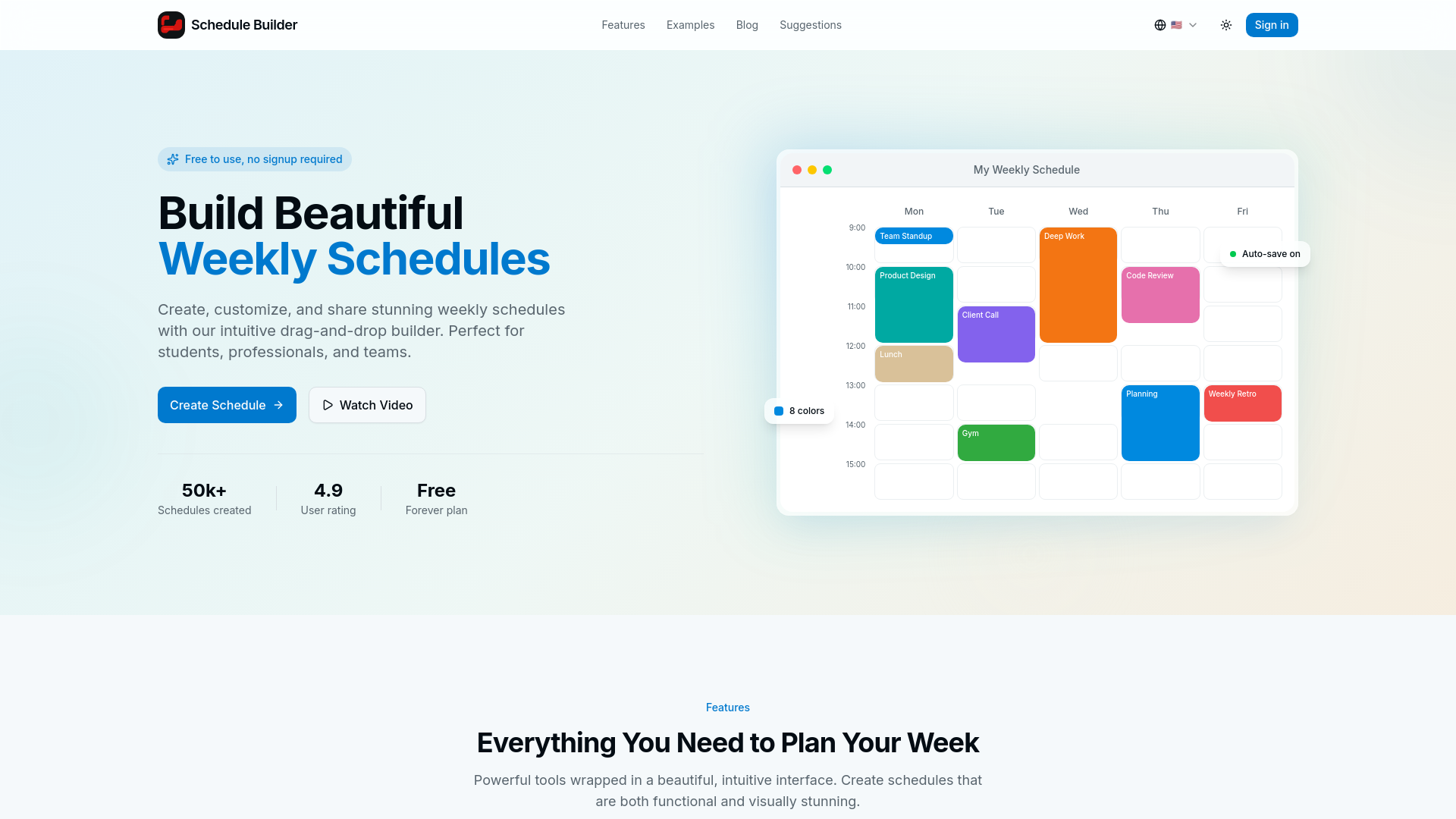 website screenshot of https://schedulebuilder.pages.dev/