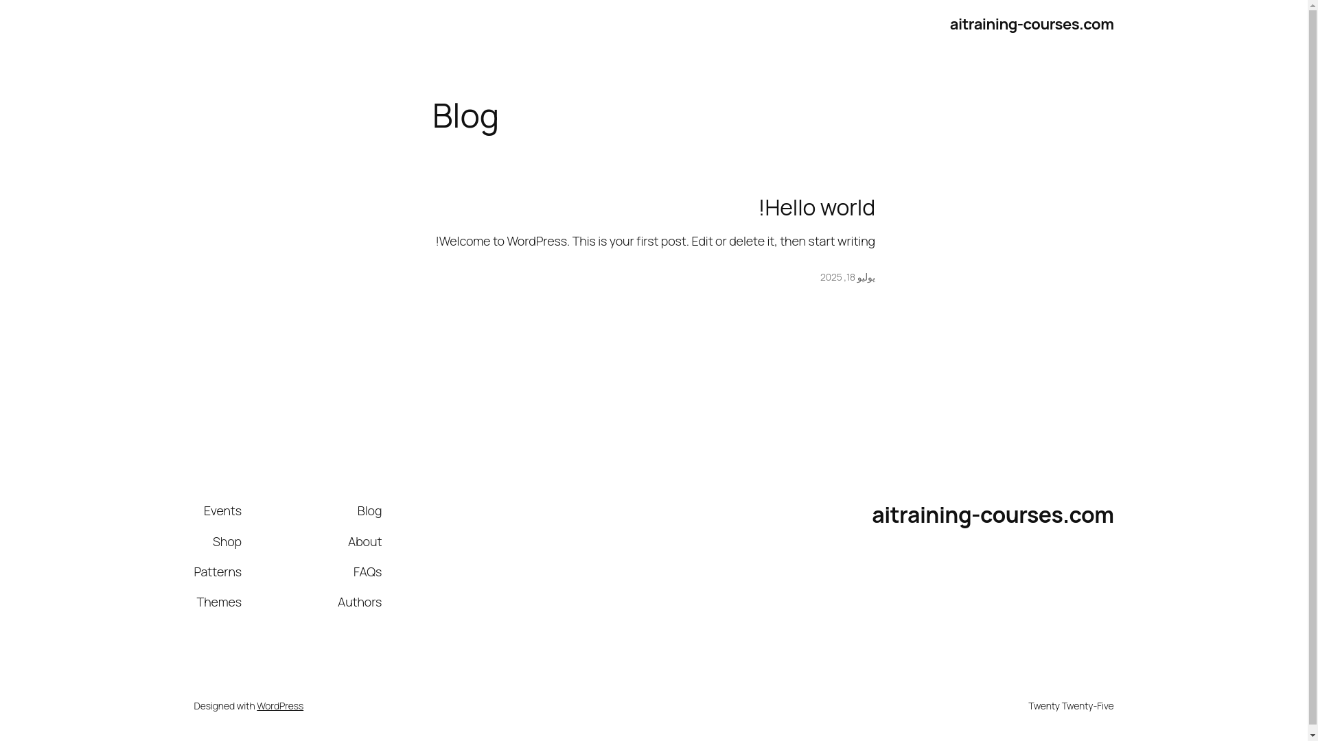 website screenshot of https://aitraining-courses.com/