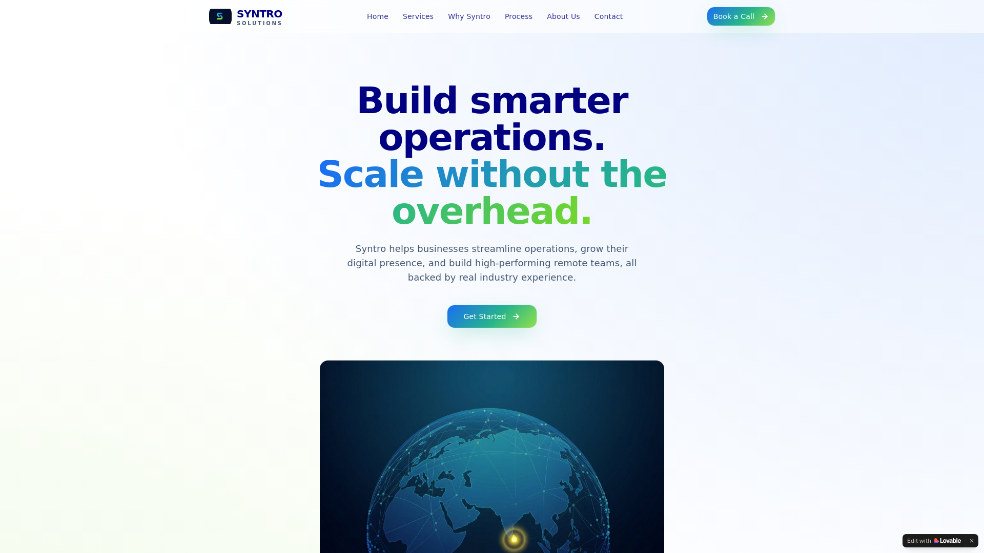 website screenshot of https://syntrosolutions.co/