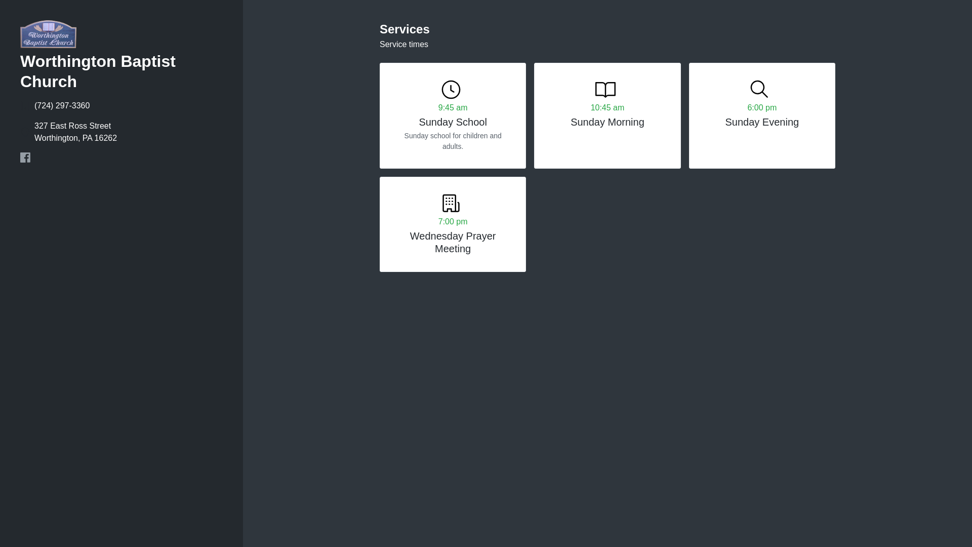 website screenshot of https://worthington-baptist-church.pages.dev/