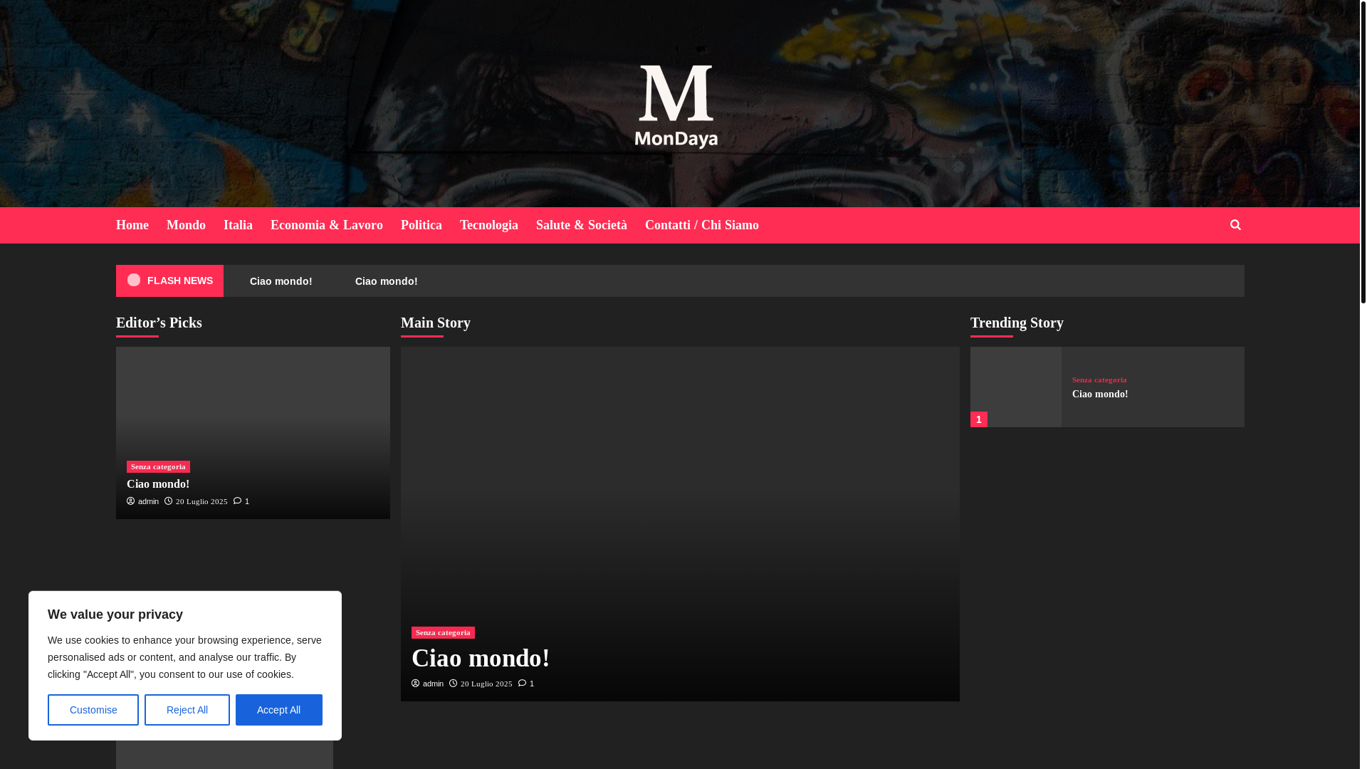 website screenshot of https://mondaya.it/