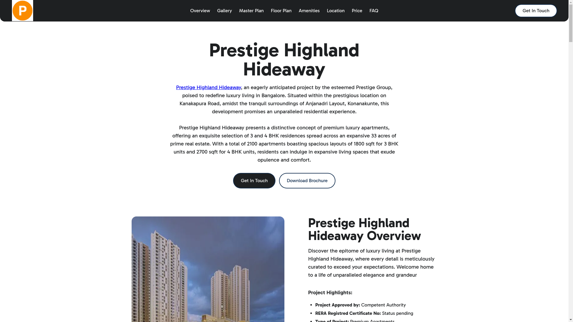 website screenshot of https://prestigehighlandhideaway.live/