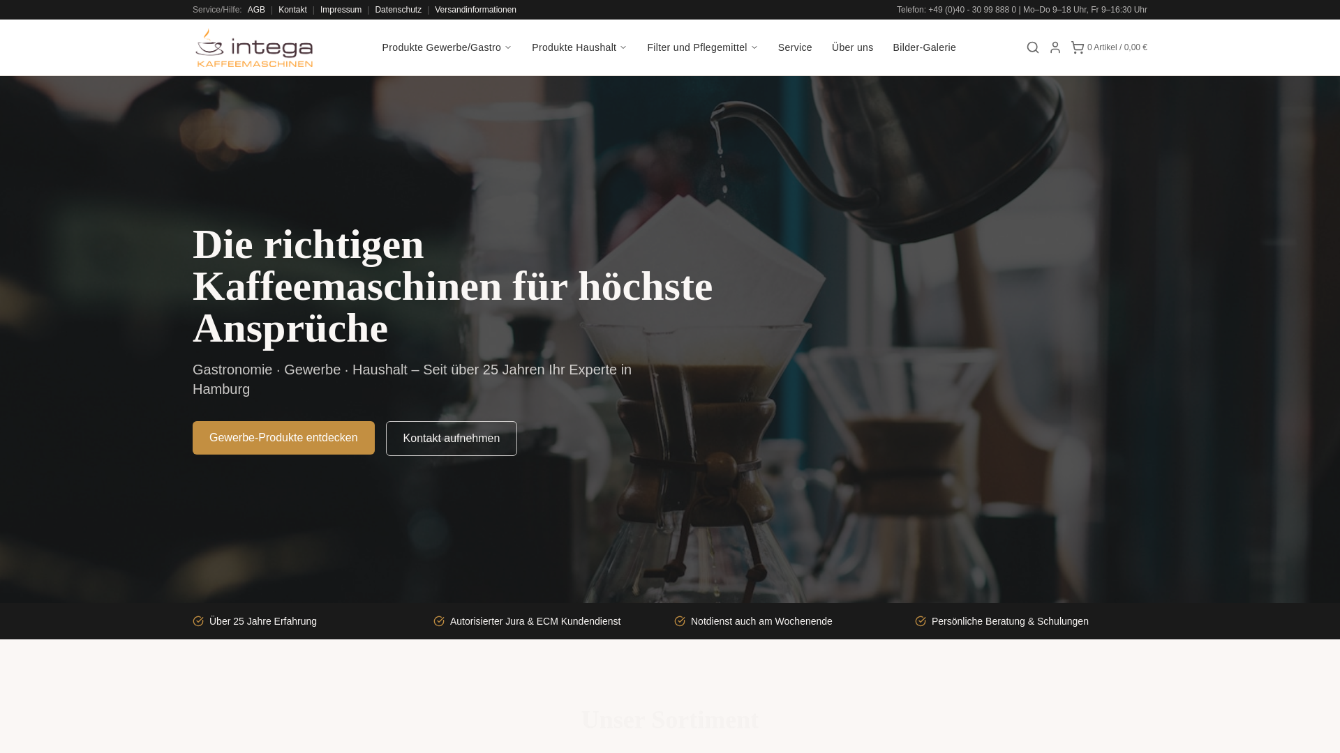 website screenshot of https://intega-kaffee.pages.dev/