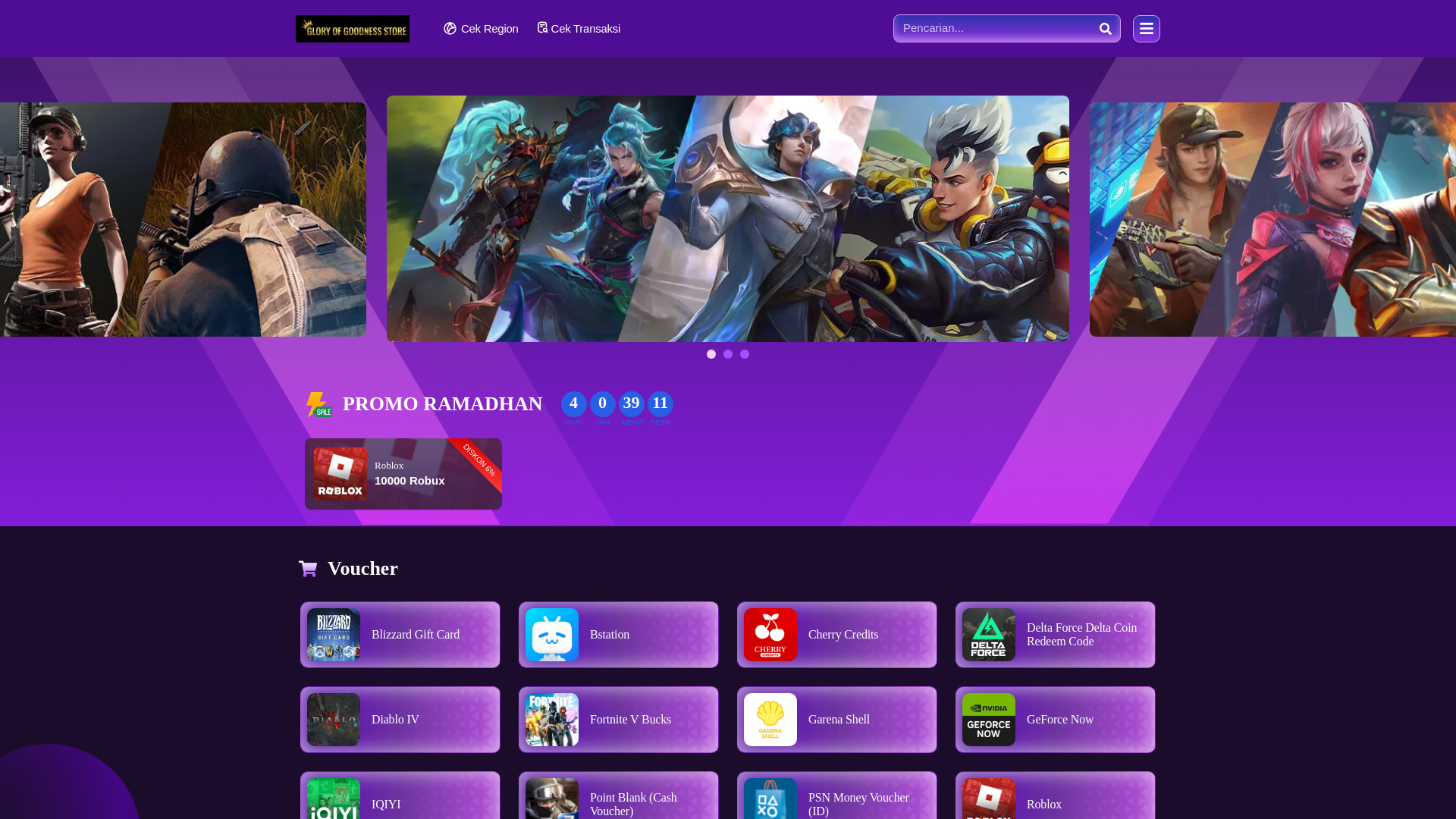 website screenshot of https://ggtopupgaming.com/