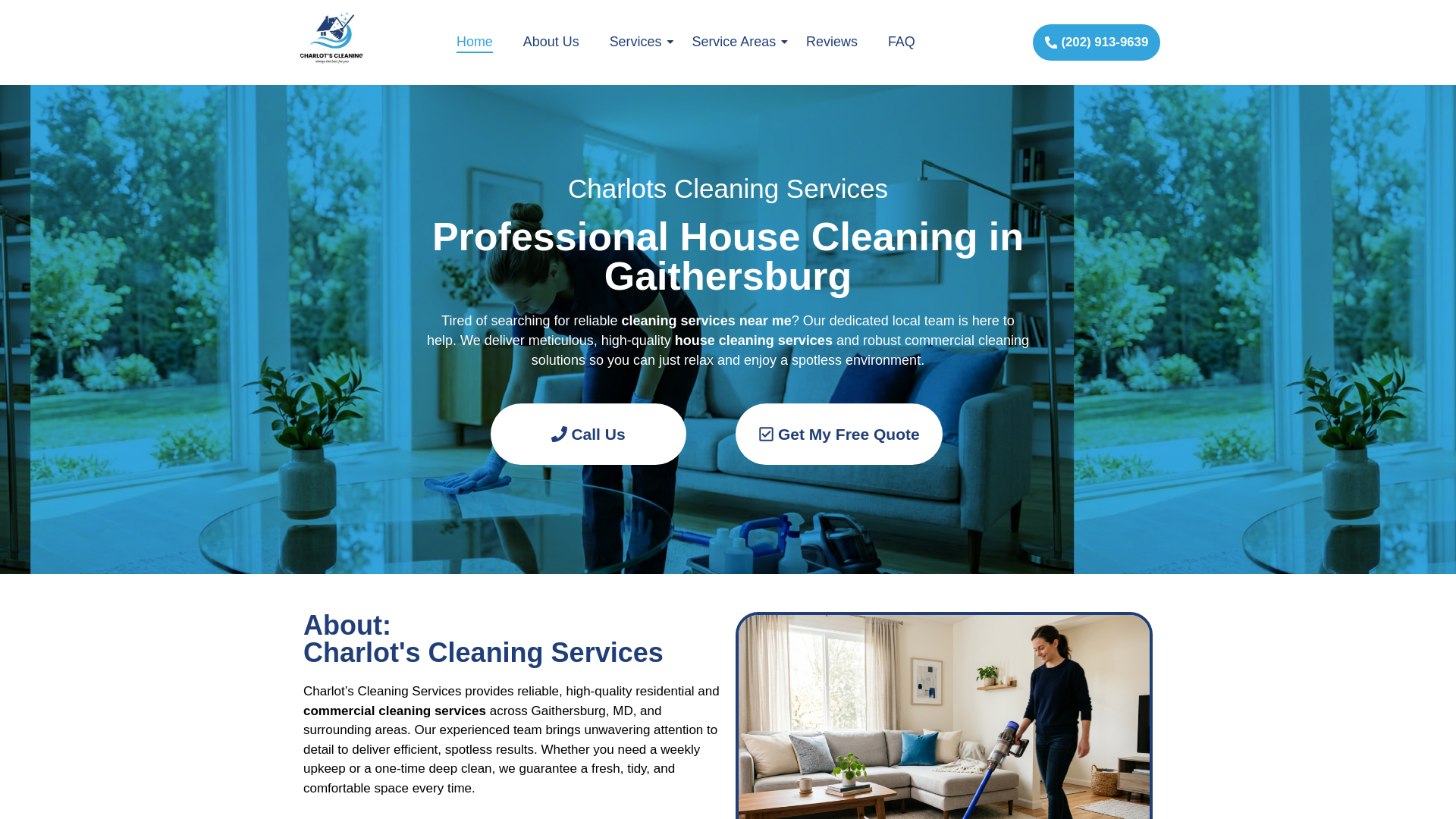 website screenshot of https://charlotscleaningservices.com