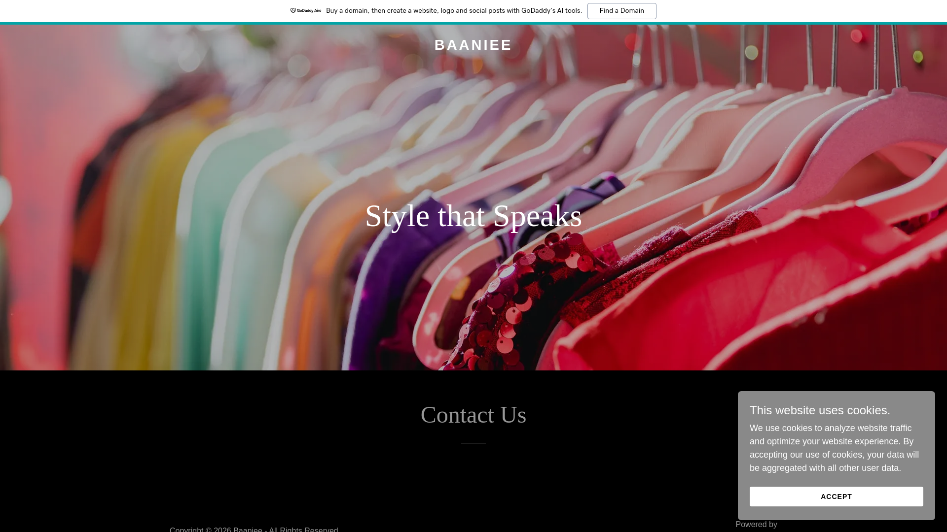 website screenshot of https://baaniee.com/