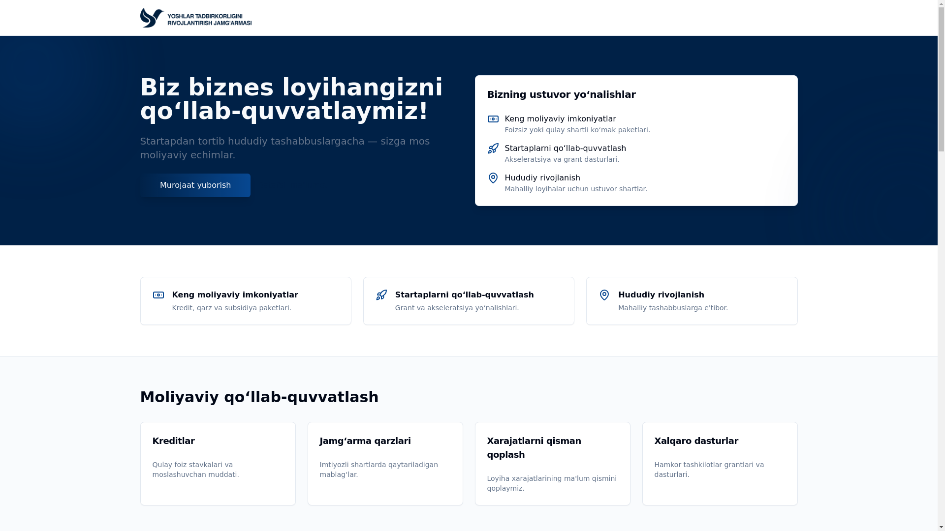 website screenshot of https://yoshlarfondi.uz/
