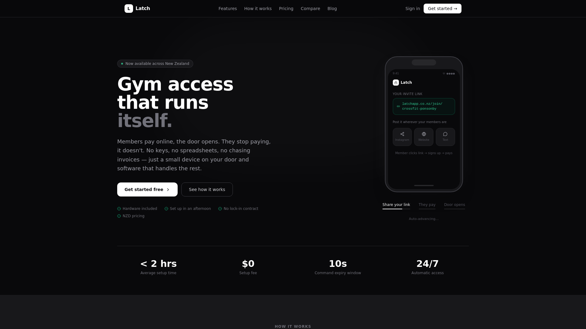 website screenshot of https://latchapp.co.nz/