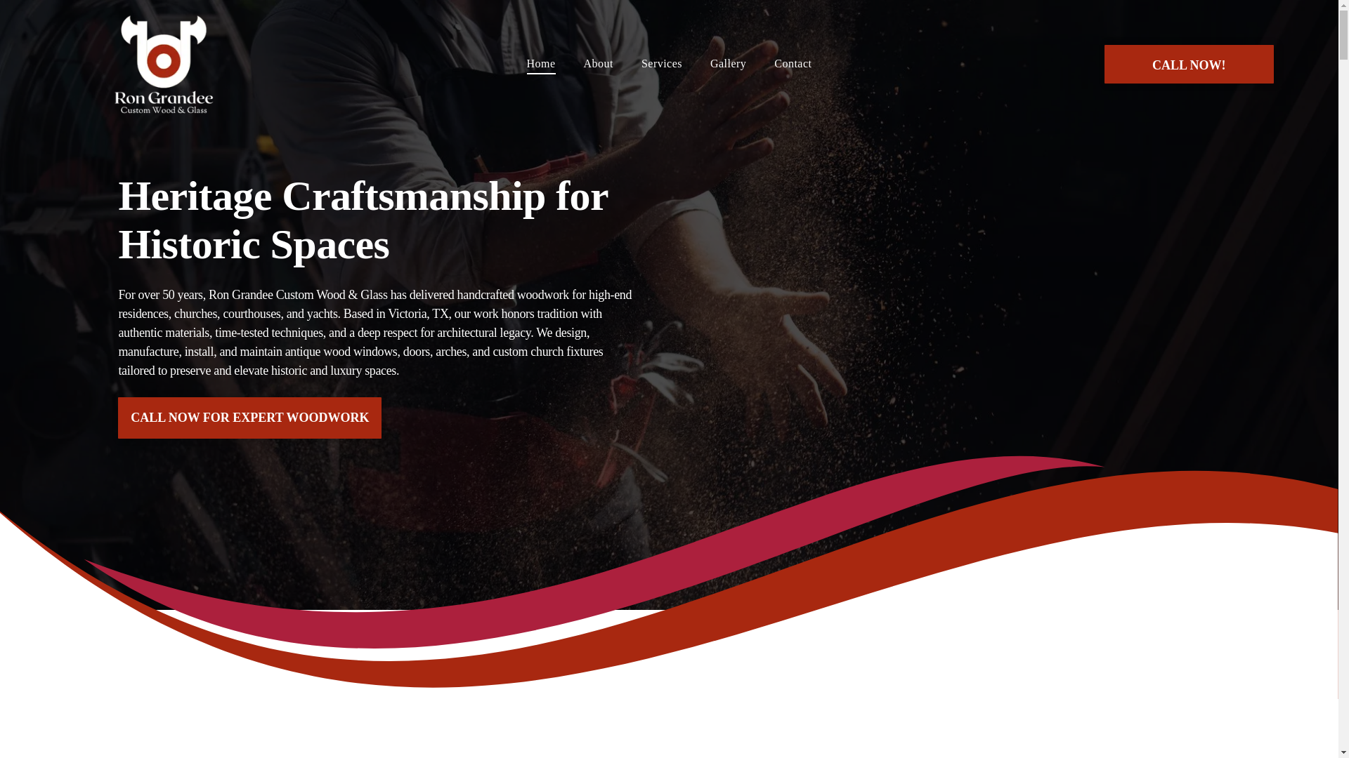 website screenshot of https://rongrandeecustomwoodandglass.com/