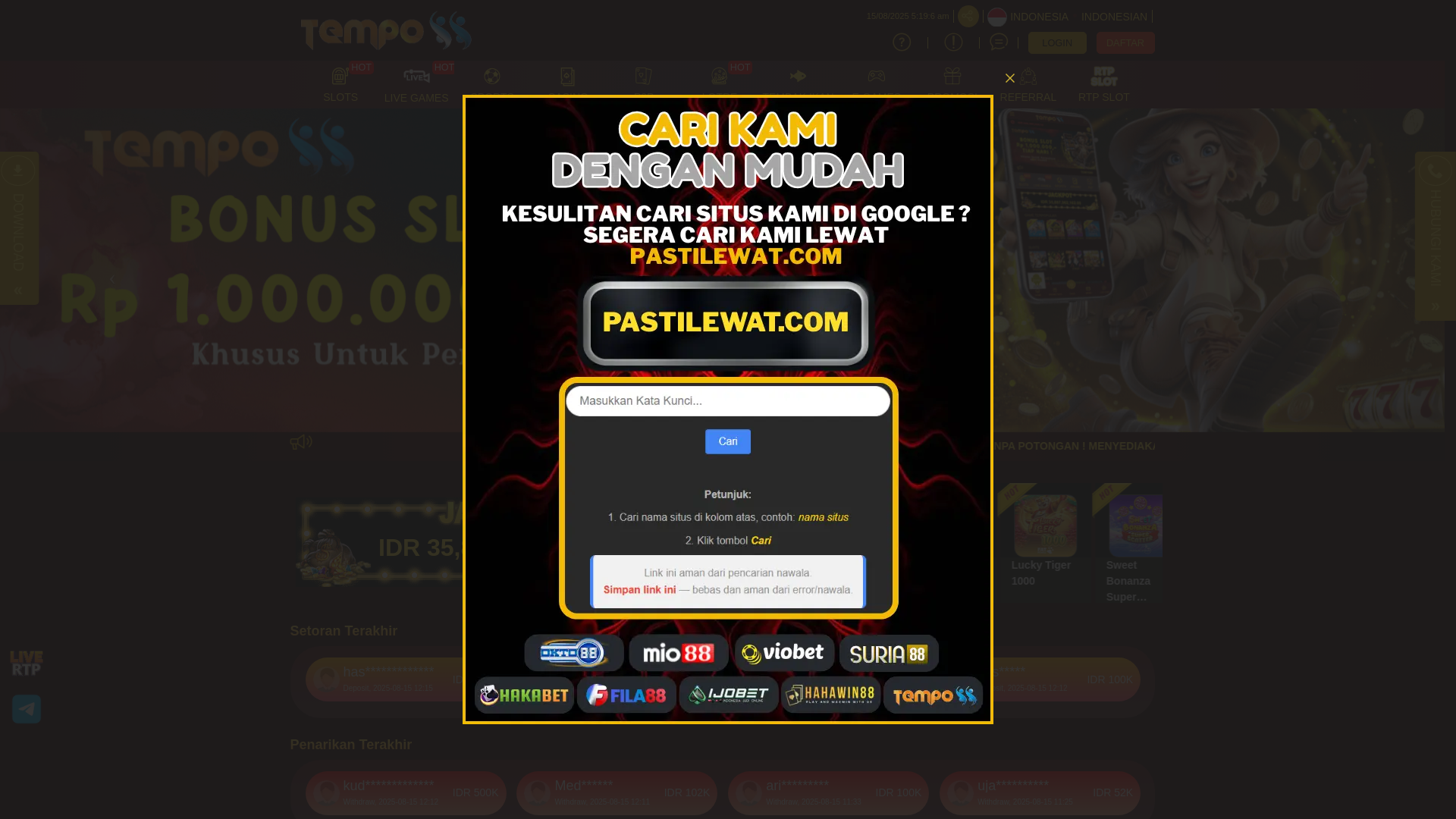 website screenshot of https://tempo88-gogo.site/