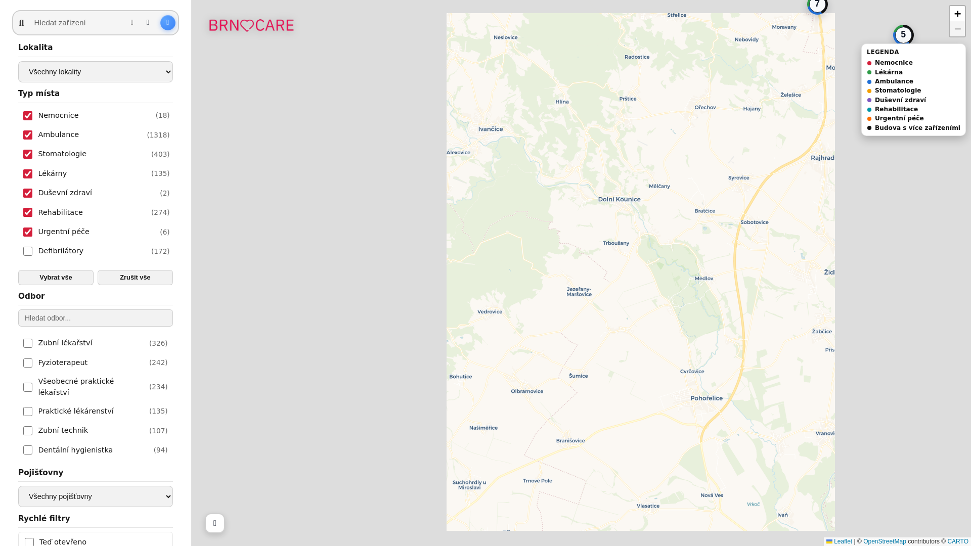 website screenshot of https://brnocare.cz/