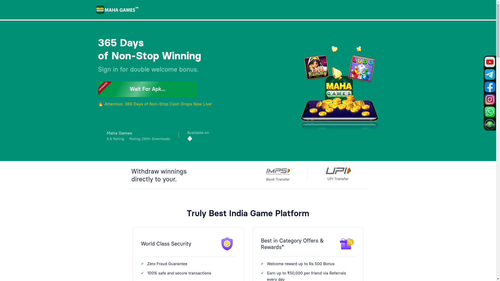 website screenshot of https://mahagames4.com/