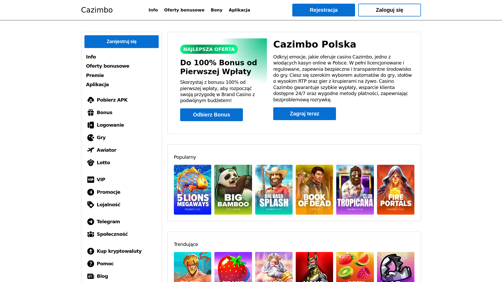 website screenshot of https://cazimbopolska-com.pages.dev/