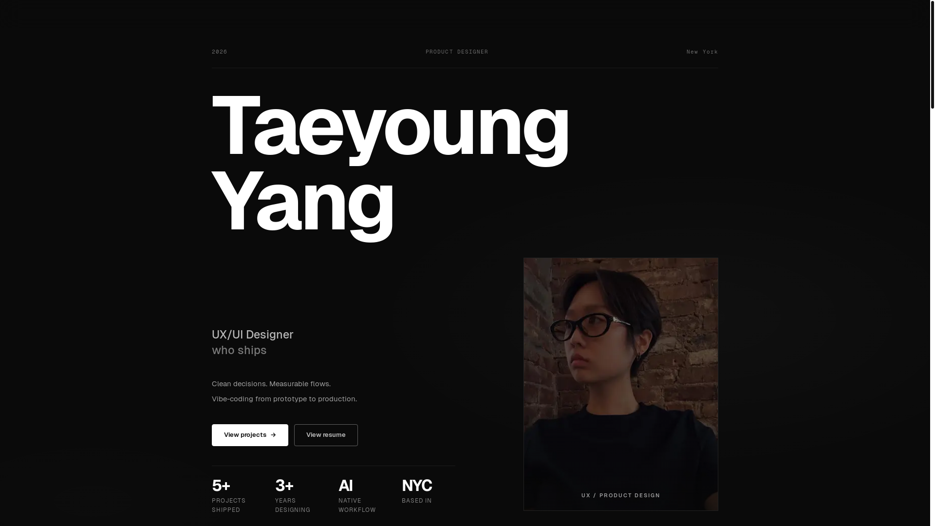 website screenshot of https://taeyoungyang.com/