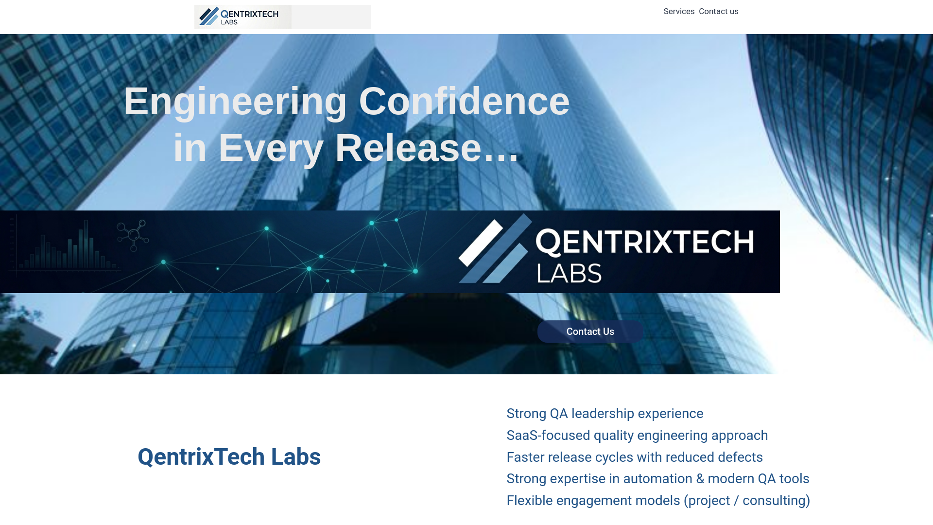 website screenshot of https://qentrixtech.com