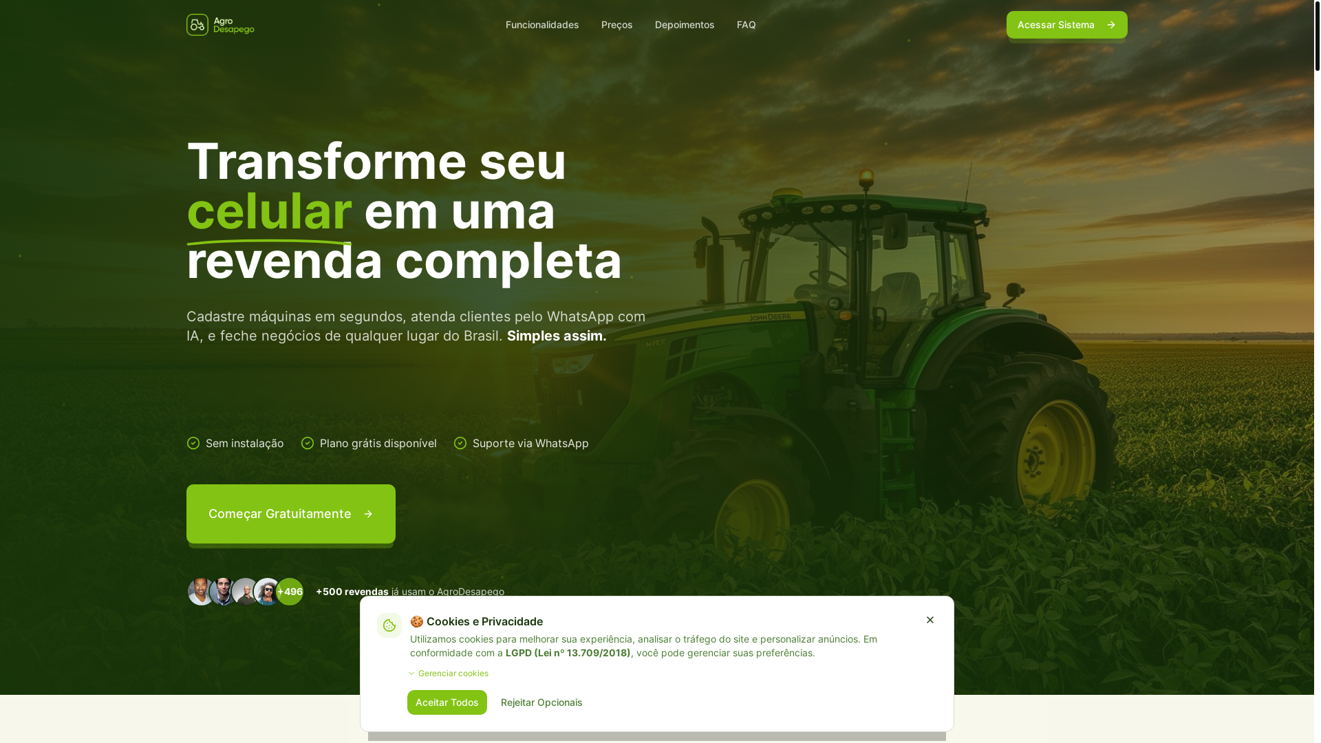 website screenshot of https://agrodesapego-app-v2.pages.dev/