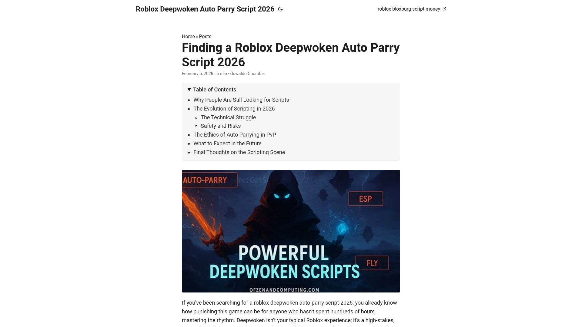 website screenshot of https://roblox-deepwoken-auto-parry-script-2026.pages.dev/