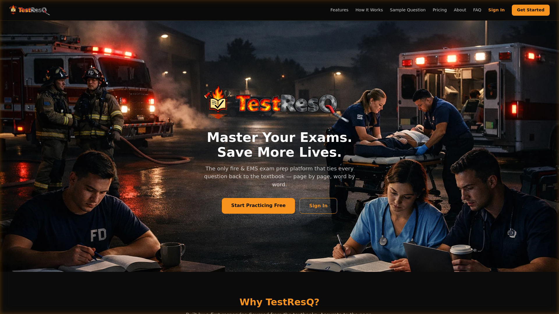 website screenshot of https://testresq.com/