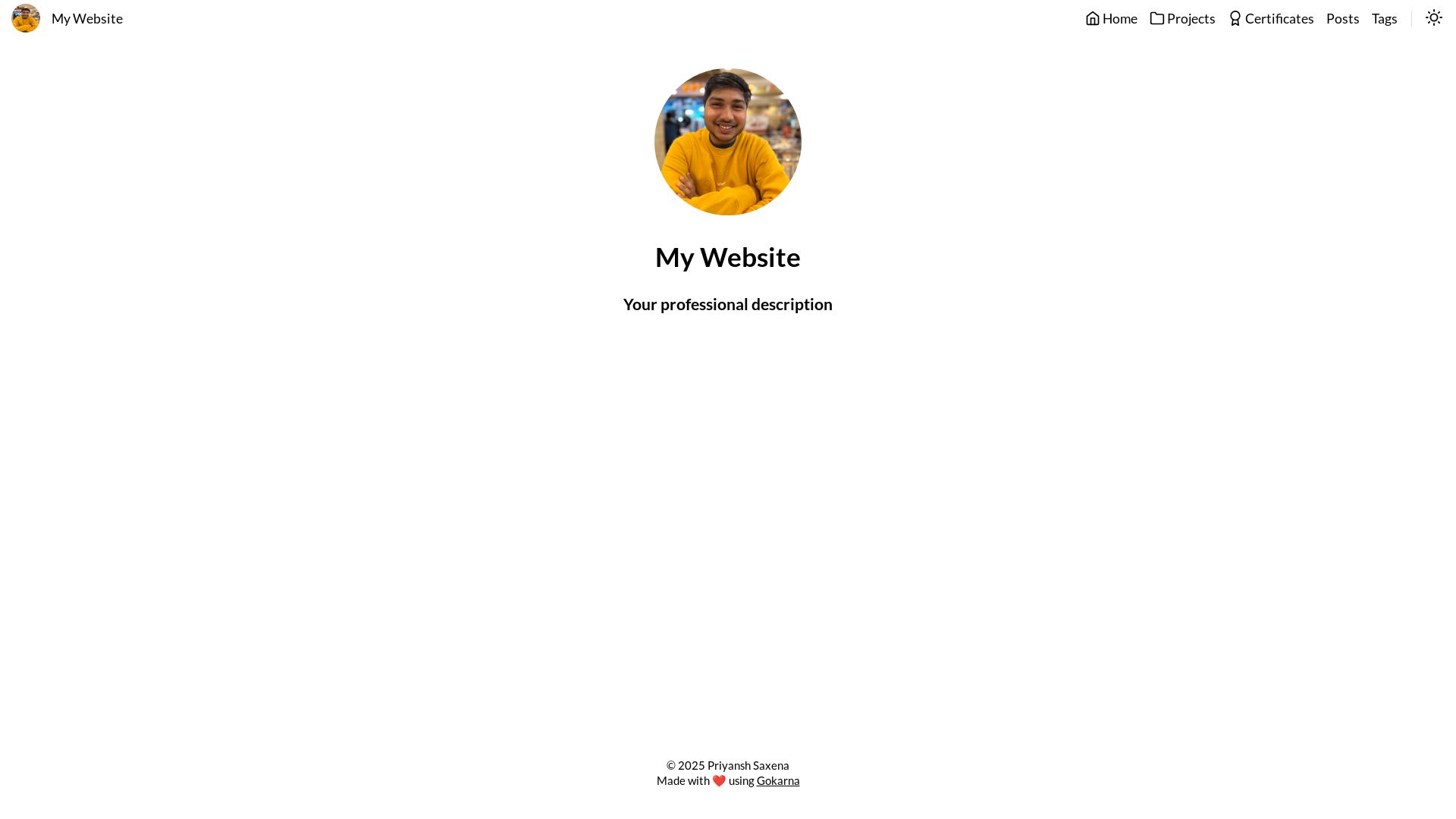 website screenshot of https://priyanshsaxena.dev/