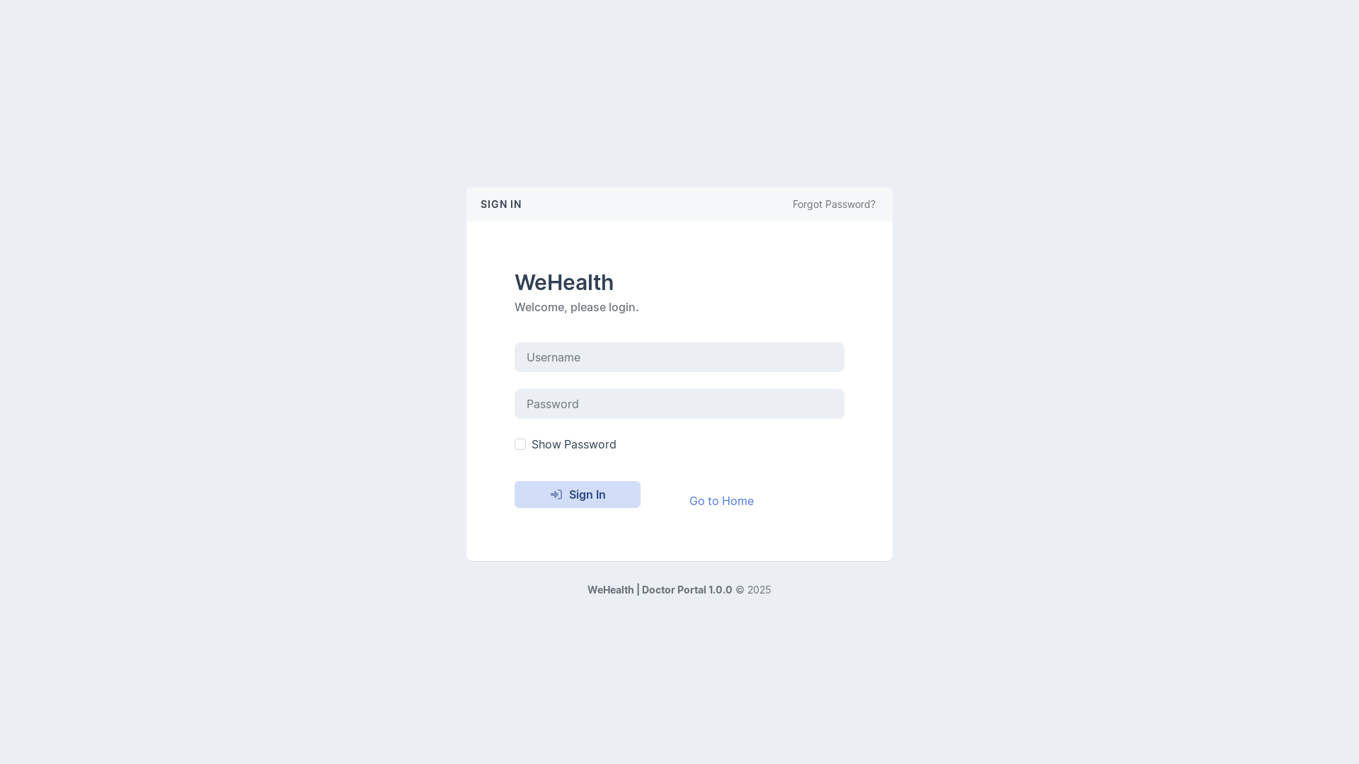 website screenshot of https://wehealthdoctorportalv2poc.pages.dev/