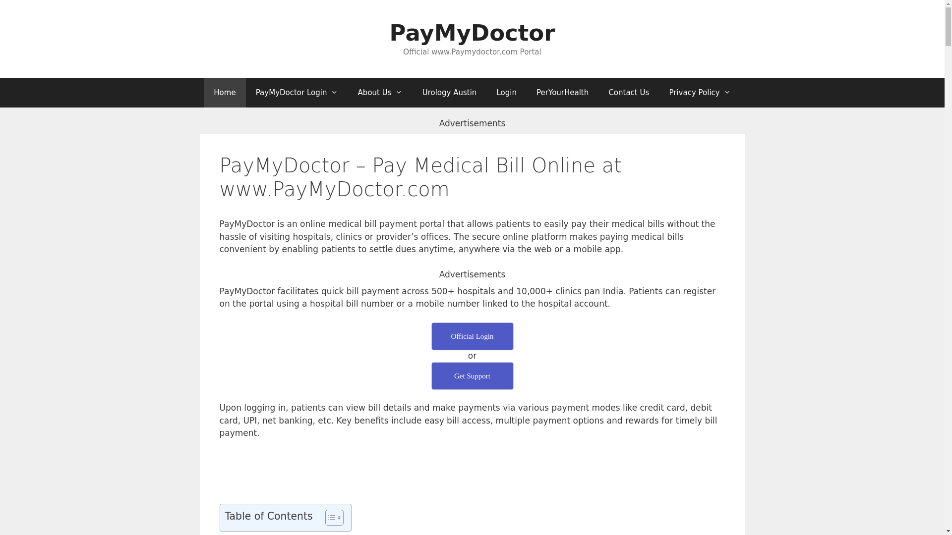 website screenshot of https://paymydoctor.online/