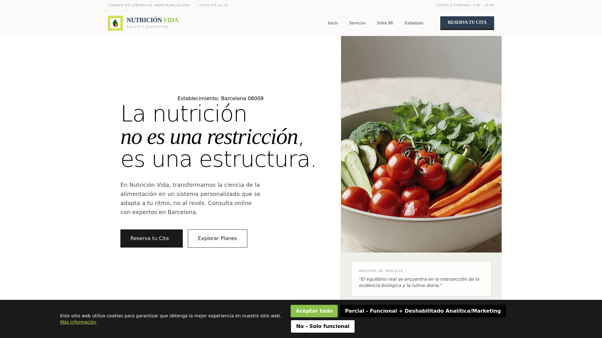 website screenshot of https://nutricionvidaesfg.info