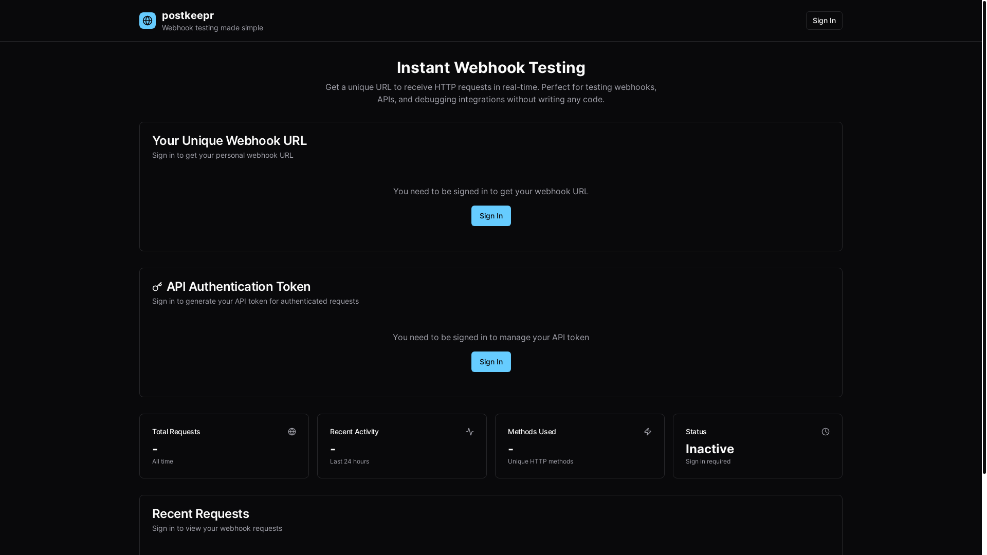 website screenshot of https://postkeeper.io/