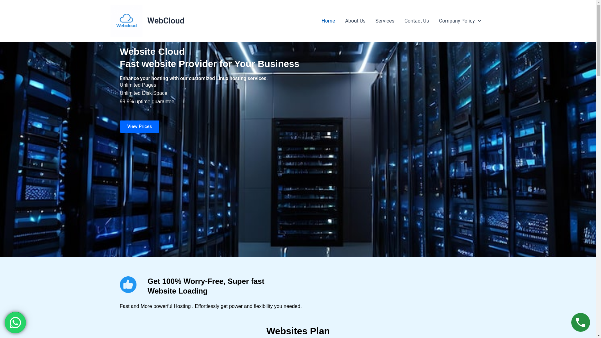 website screenshot of https://websitecloud.co.in/