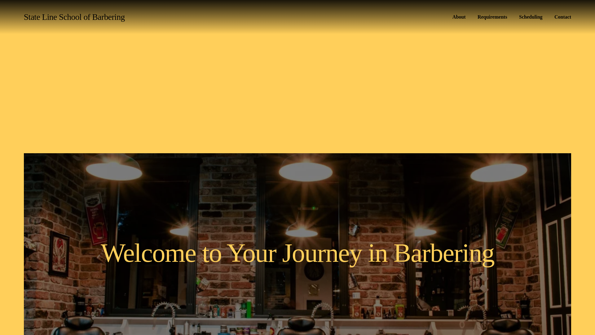 website screenshot of https://statelineschoolofbarbering.com