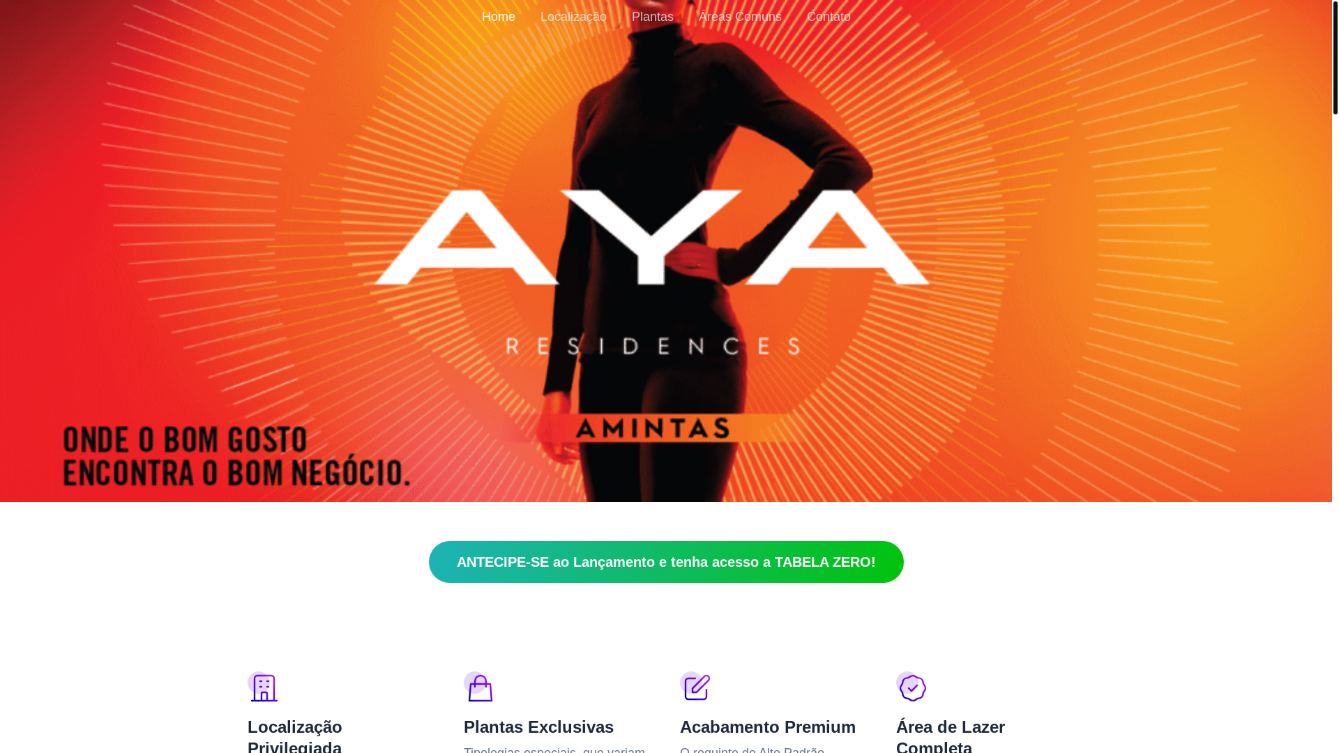 website screenshot of https://lancamentoayaamintas.com.br/