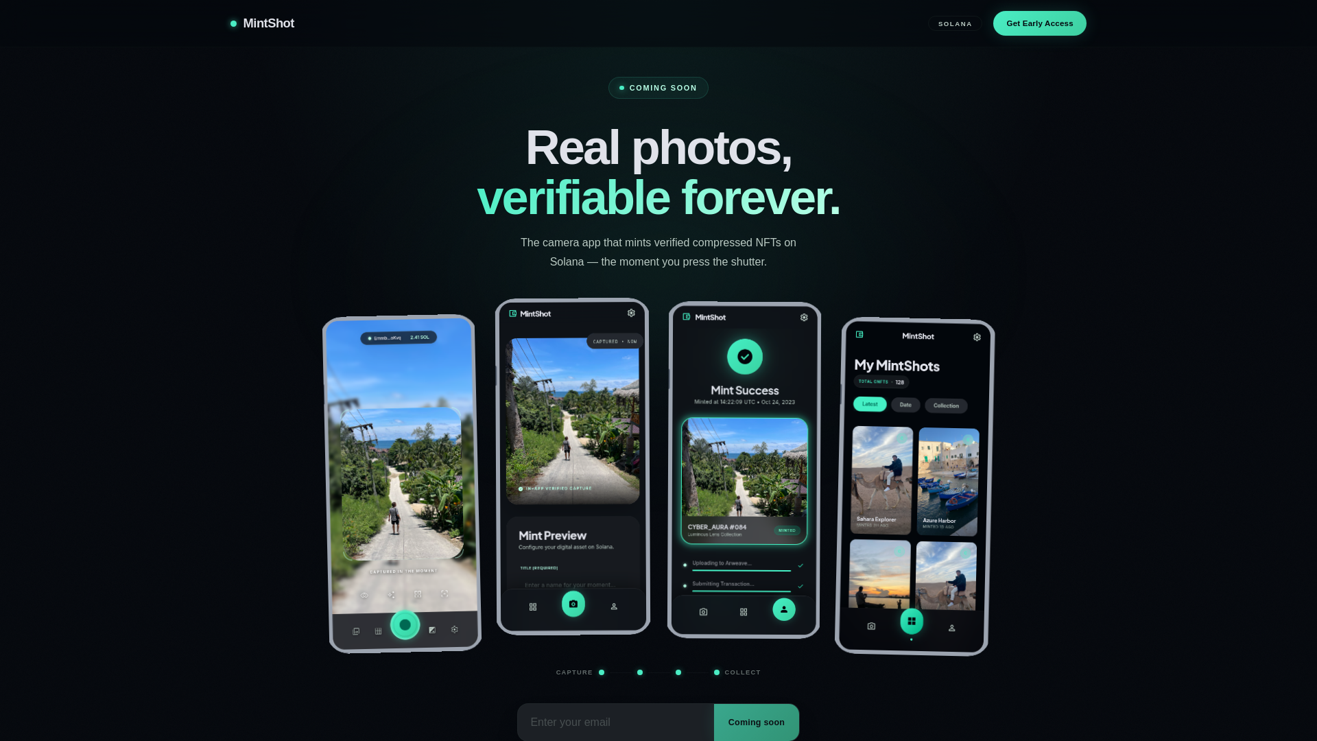 website screenshot of https://mintshot-landing.pages.dev/