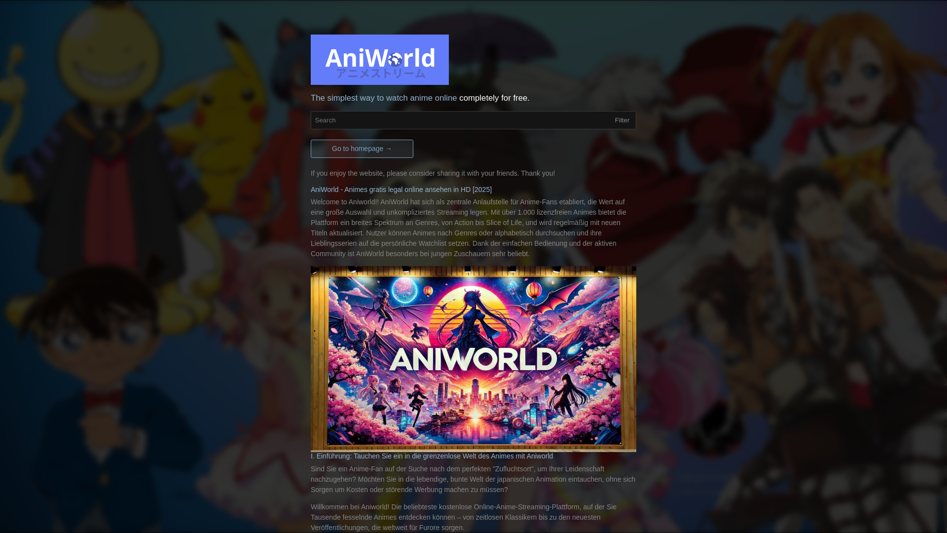 website screenshot of https://aniworld.autos/