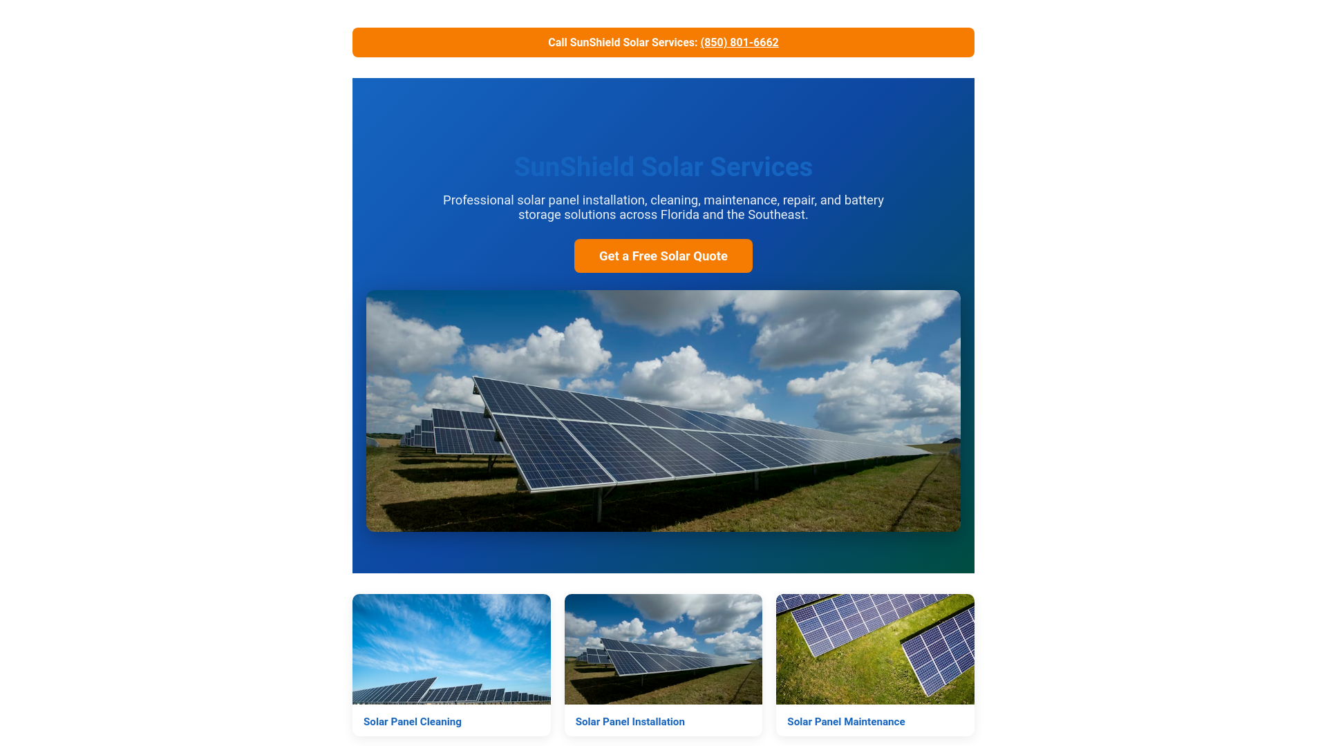 website screenshot of https://sunshield-solar.pages.dev/