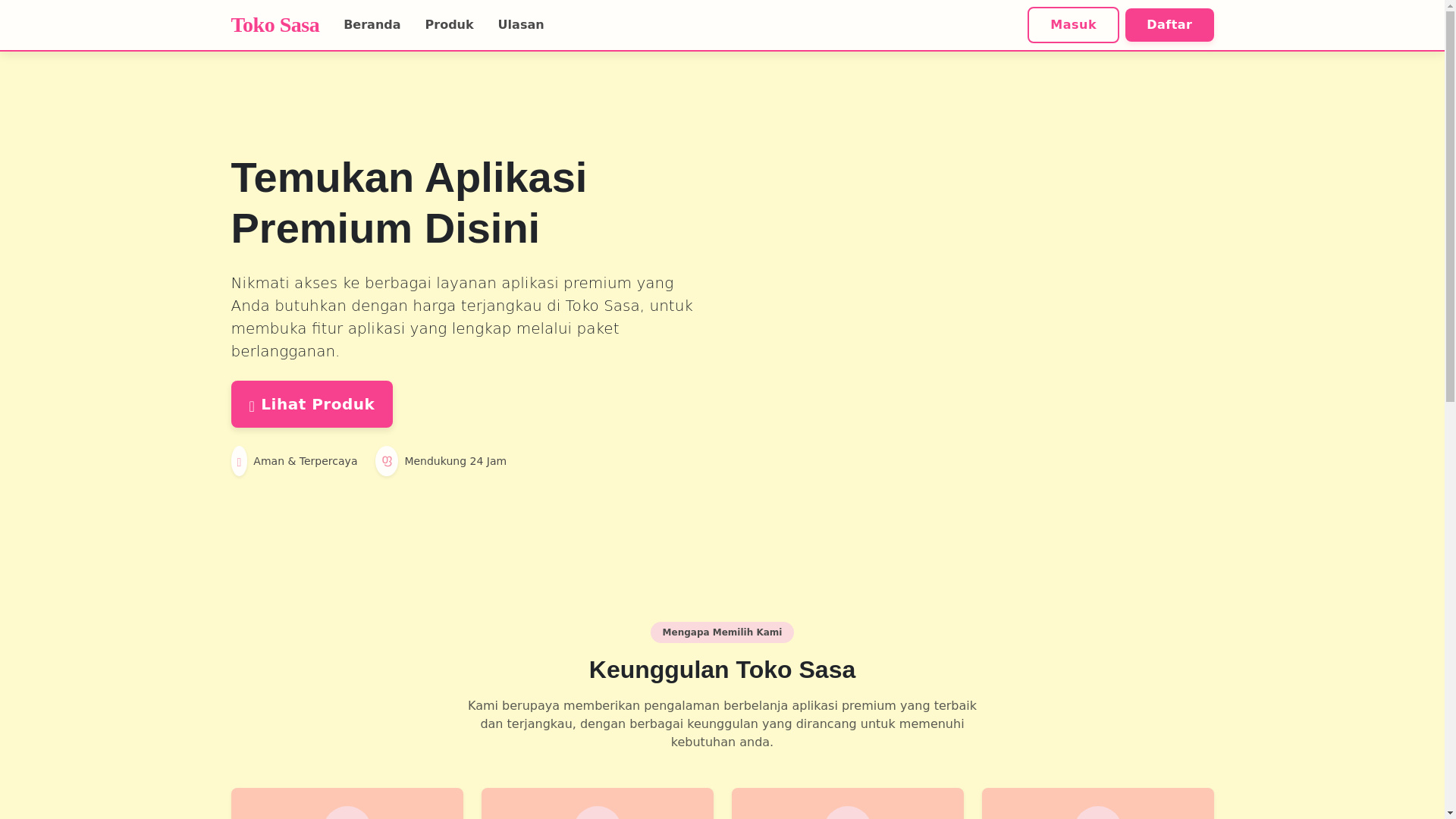 website screenshot of https://tokosasa.site/