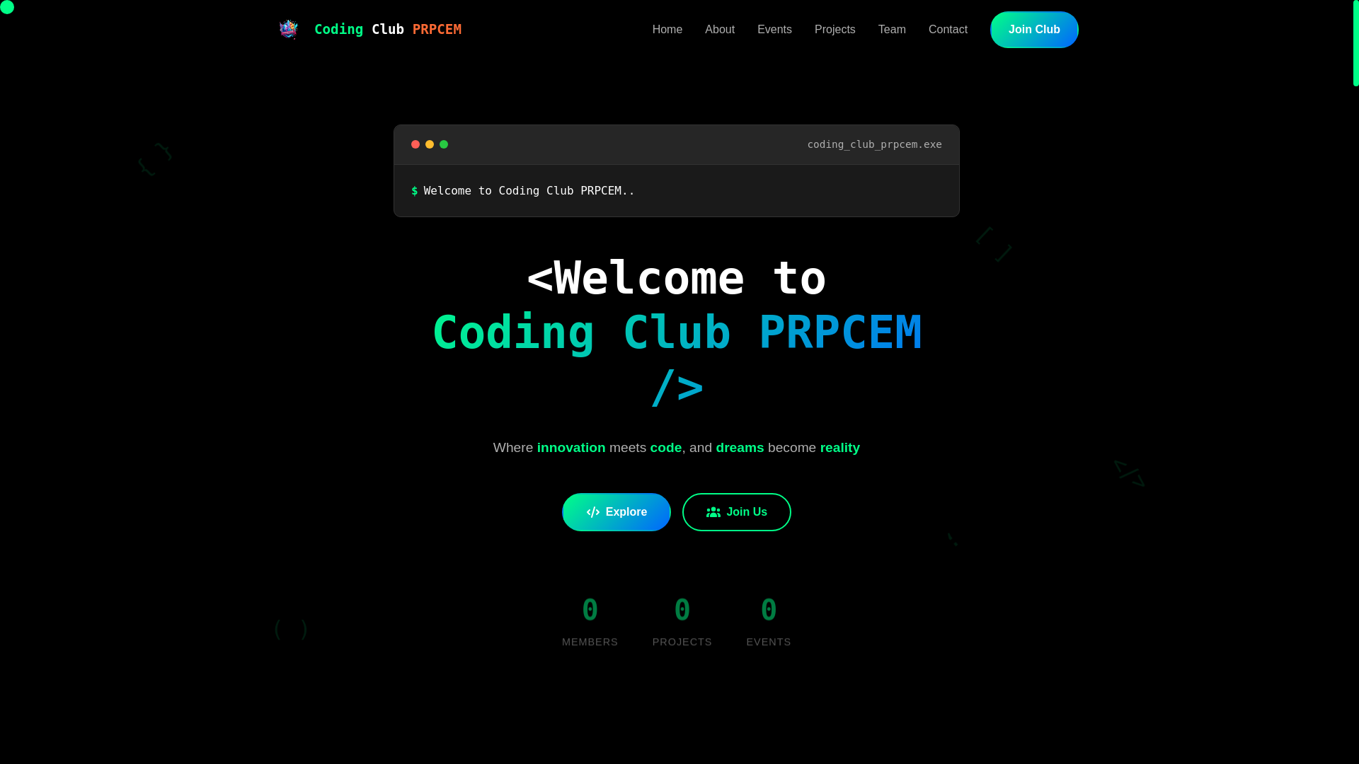 website screenshot of https://coding-club-prpcem.pages.dev/